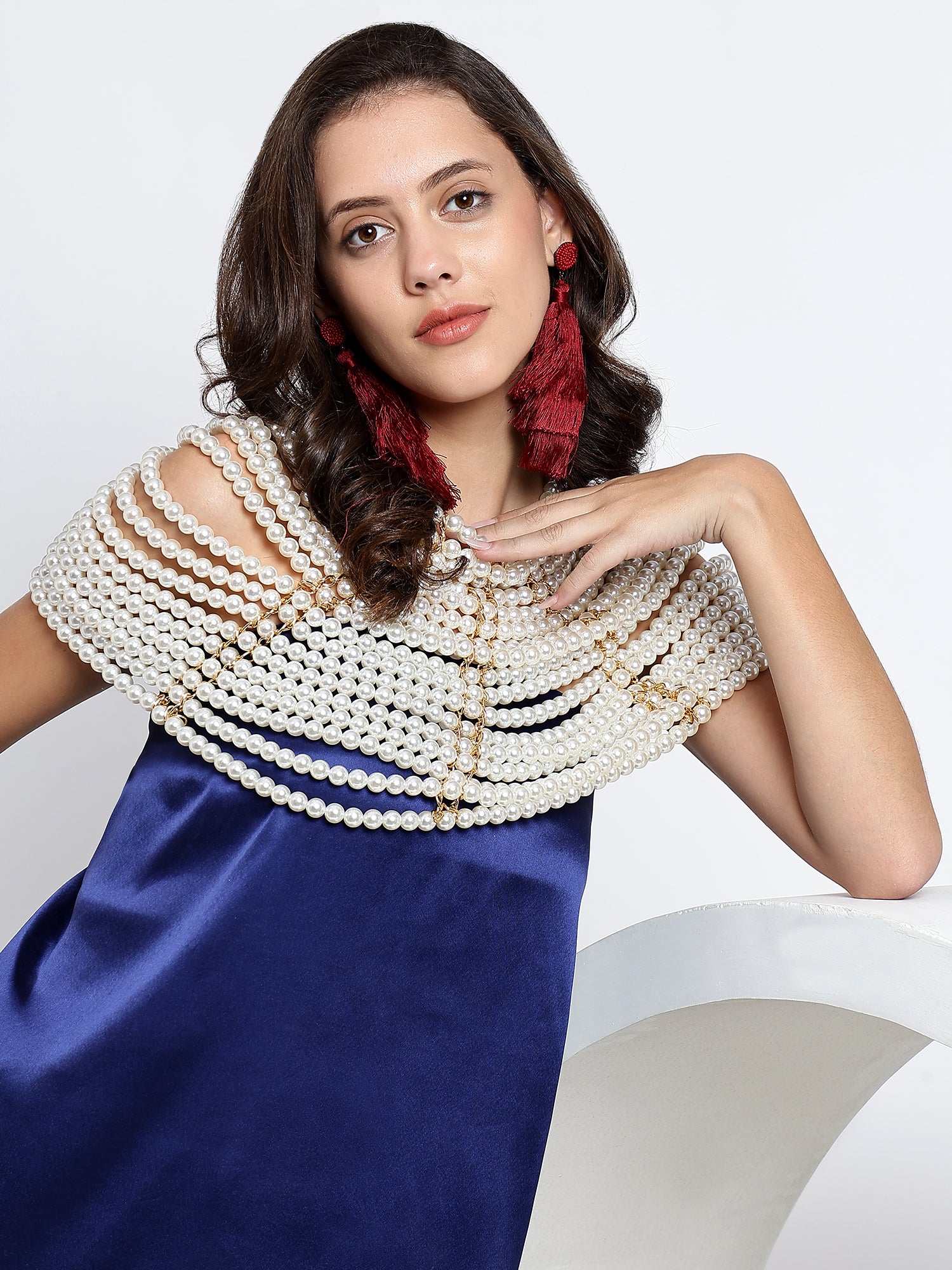 Pearls Cape, pearls blouse, pearl necklace - Main Image