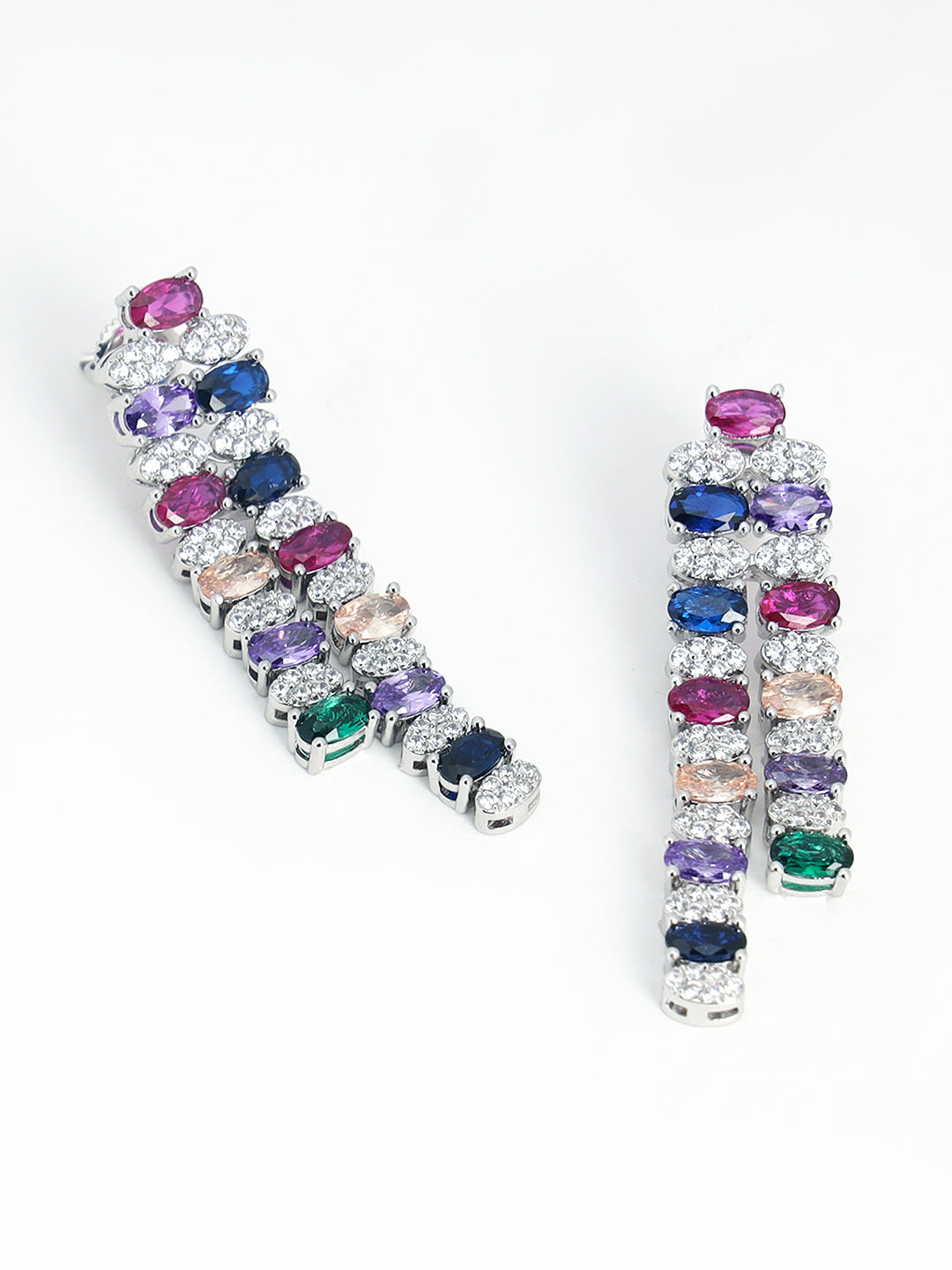 Multi Stone Crystal Necklace Set – Three Layer Exquisite Jewelry