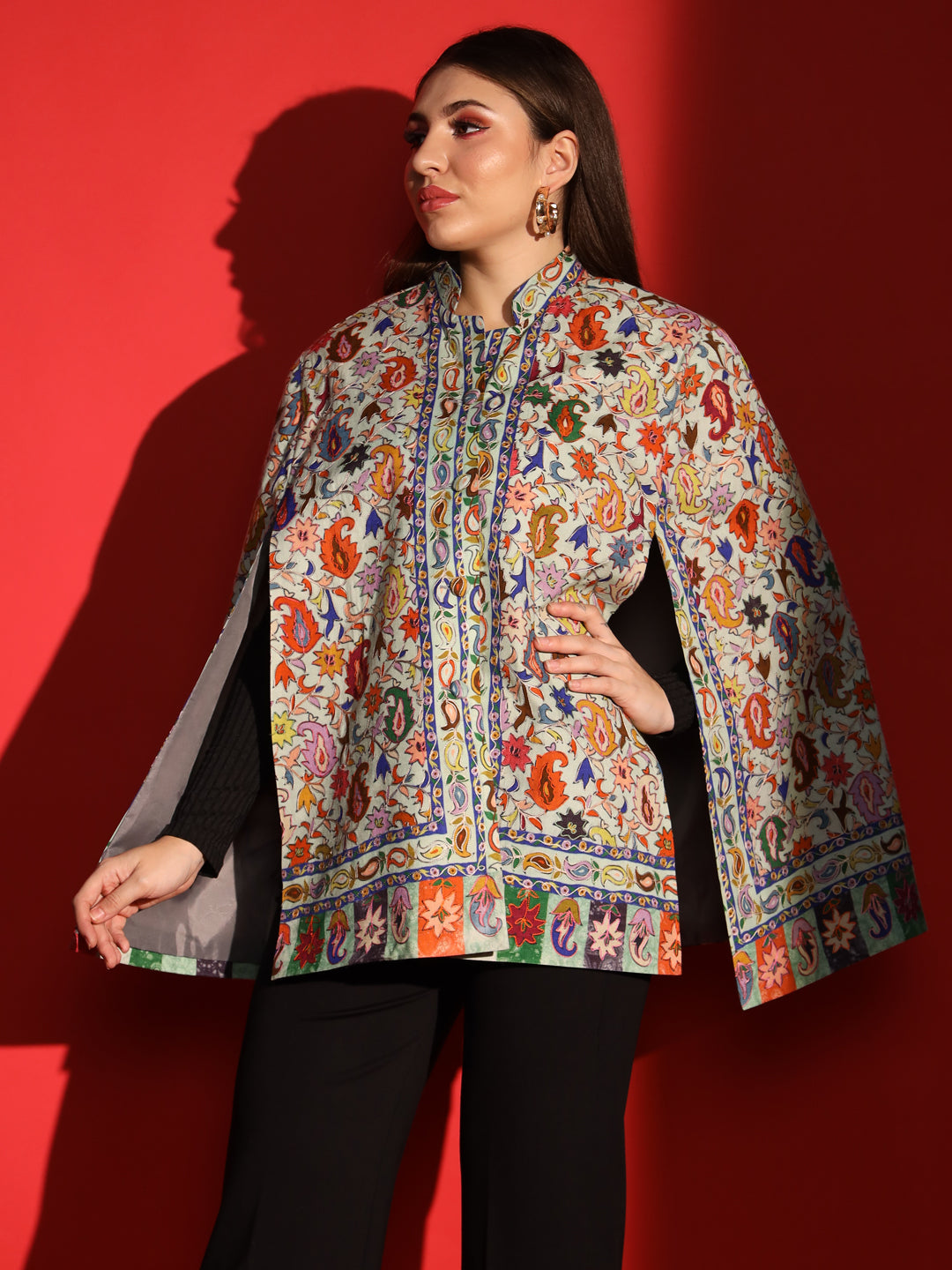 women winter capes, embroidered cape jacket