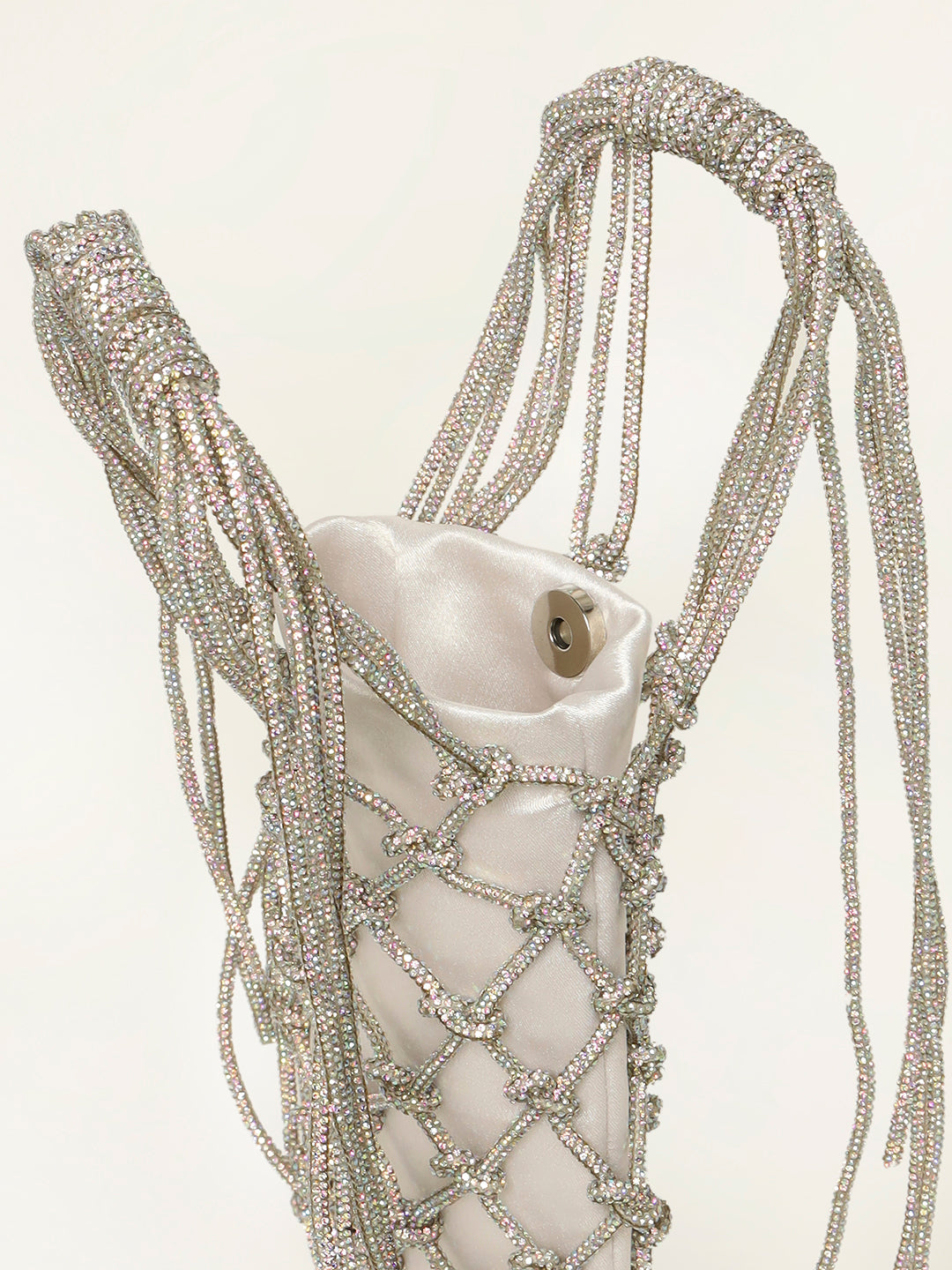 Silver Crystals Handbag – Network Beaded Evening Party Clutch