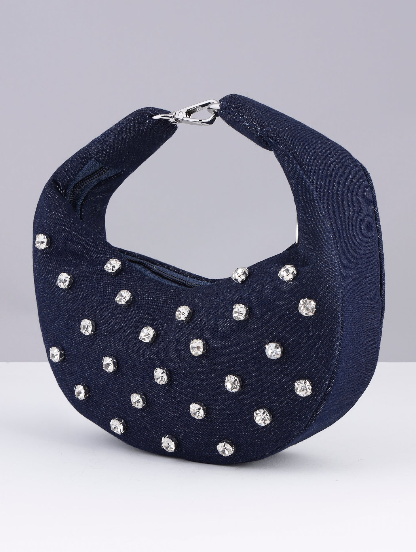 DENIM BLUE PURSE MOON SHAPED