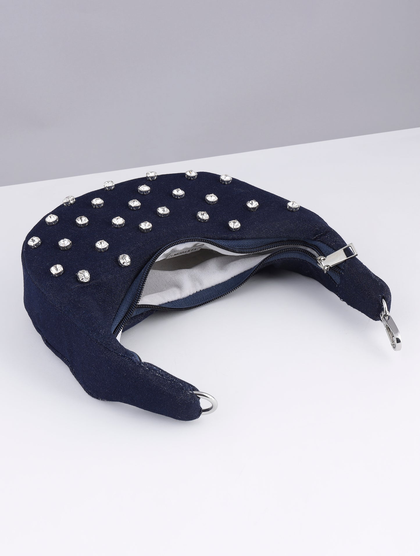 DENIM BLUE PURSE MOON SHAPED