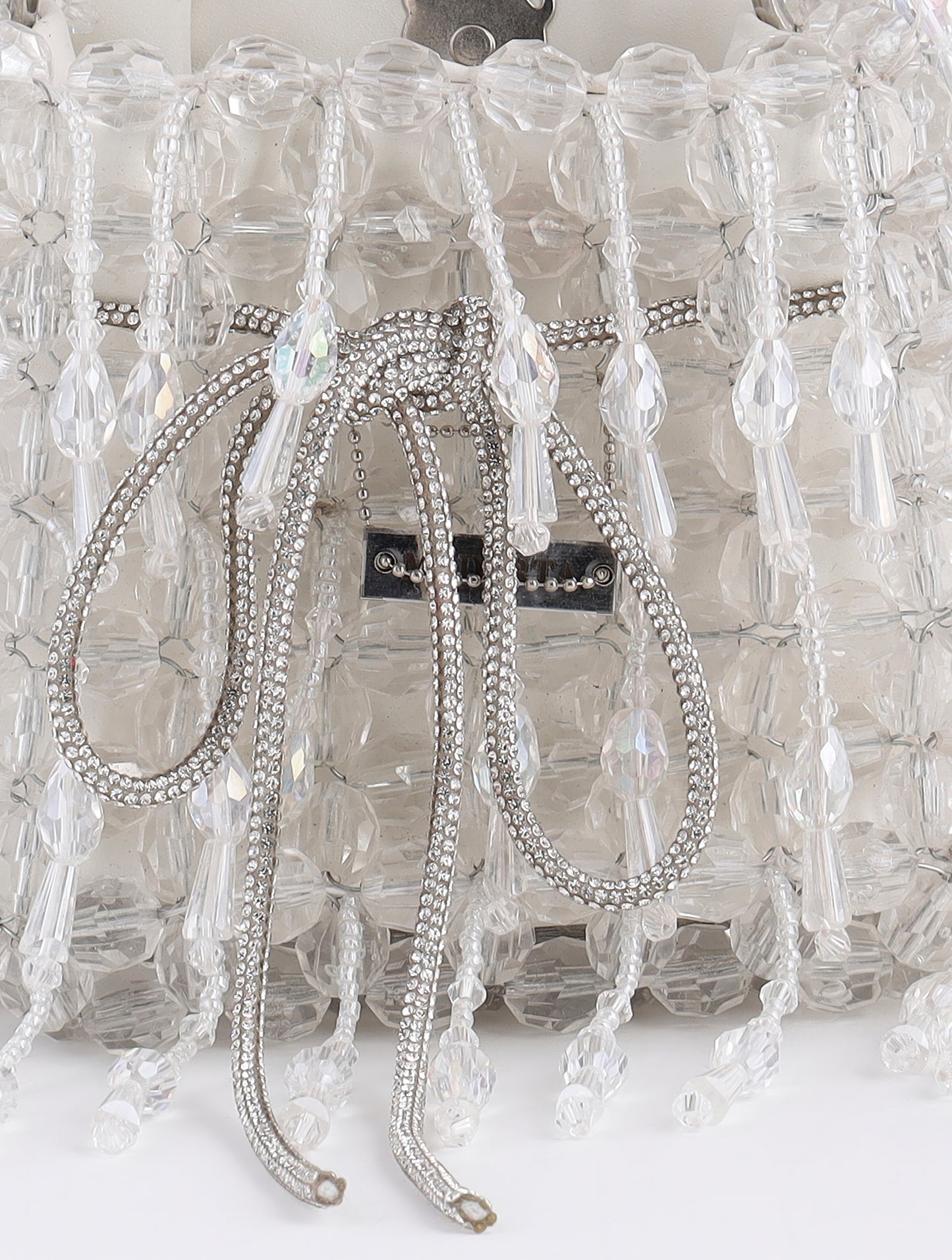 WHITE BUCKET BAG CRYSTAL BAG
