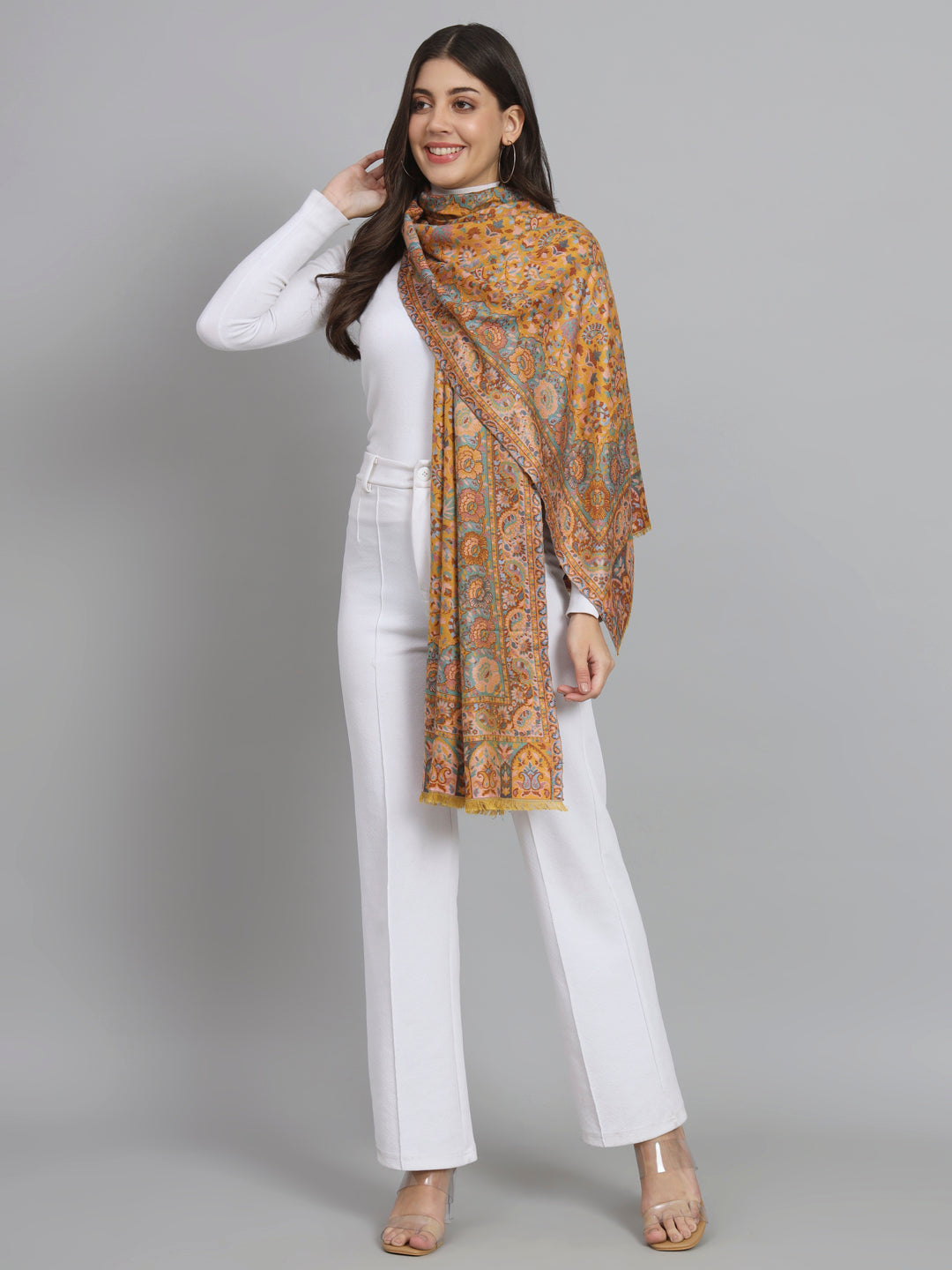 kani shawl price, shawl yellow