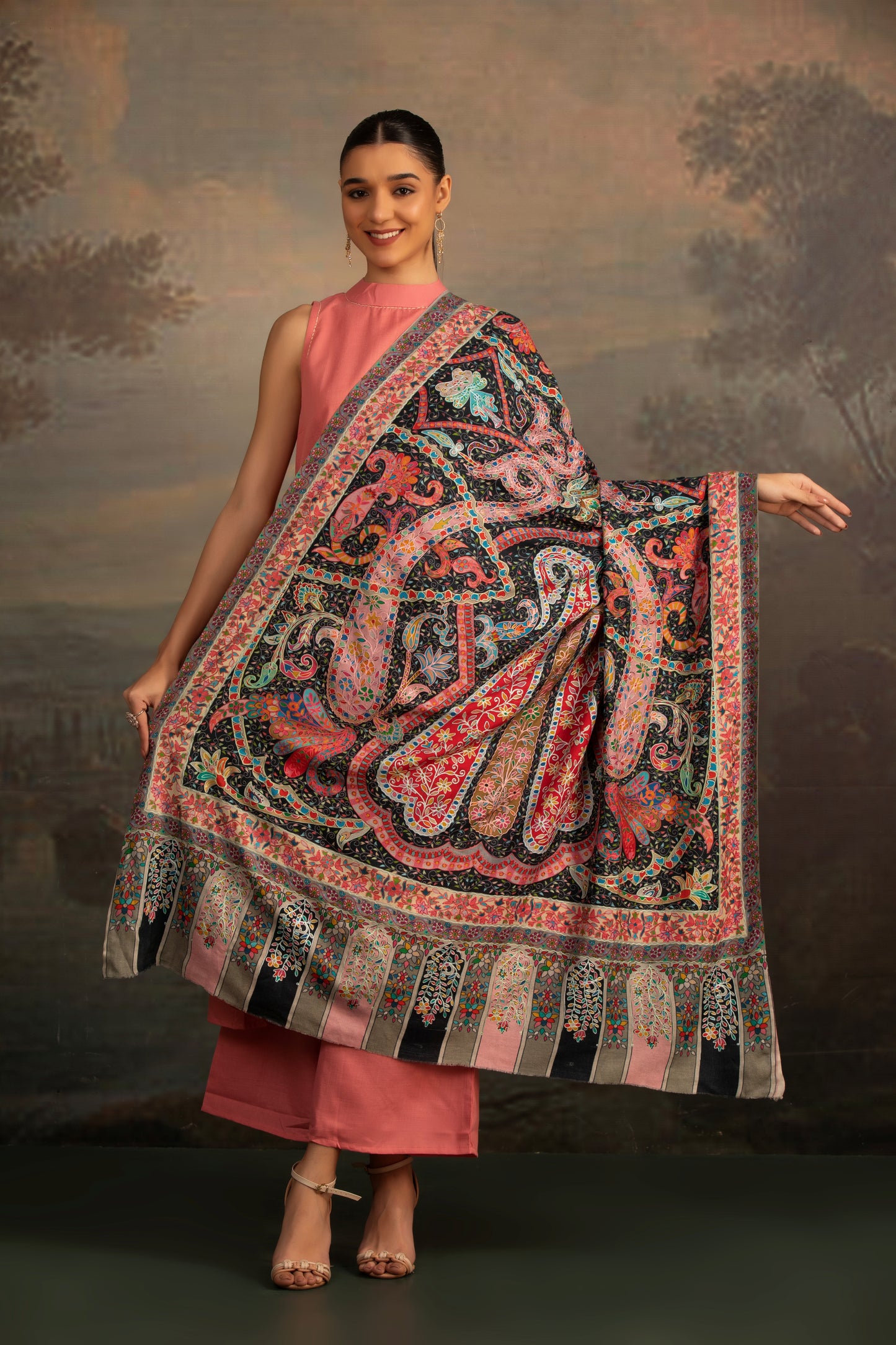 Kalamkari Woolen Shawl for Ladies