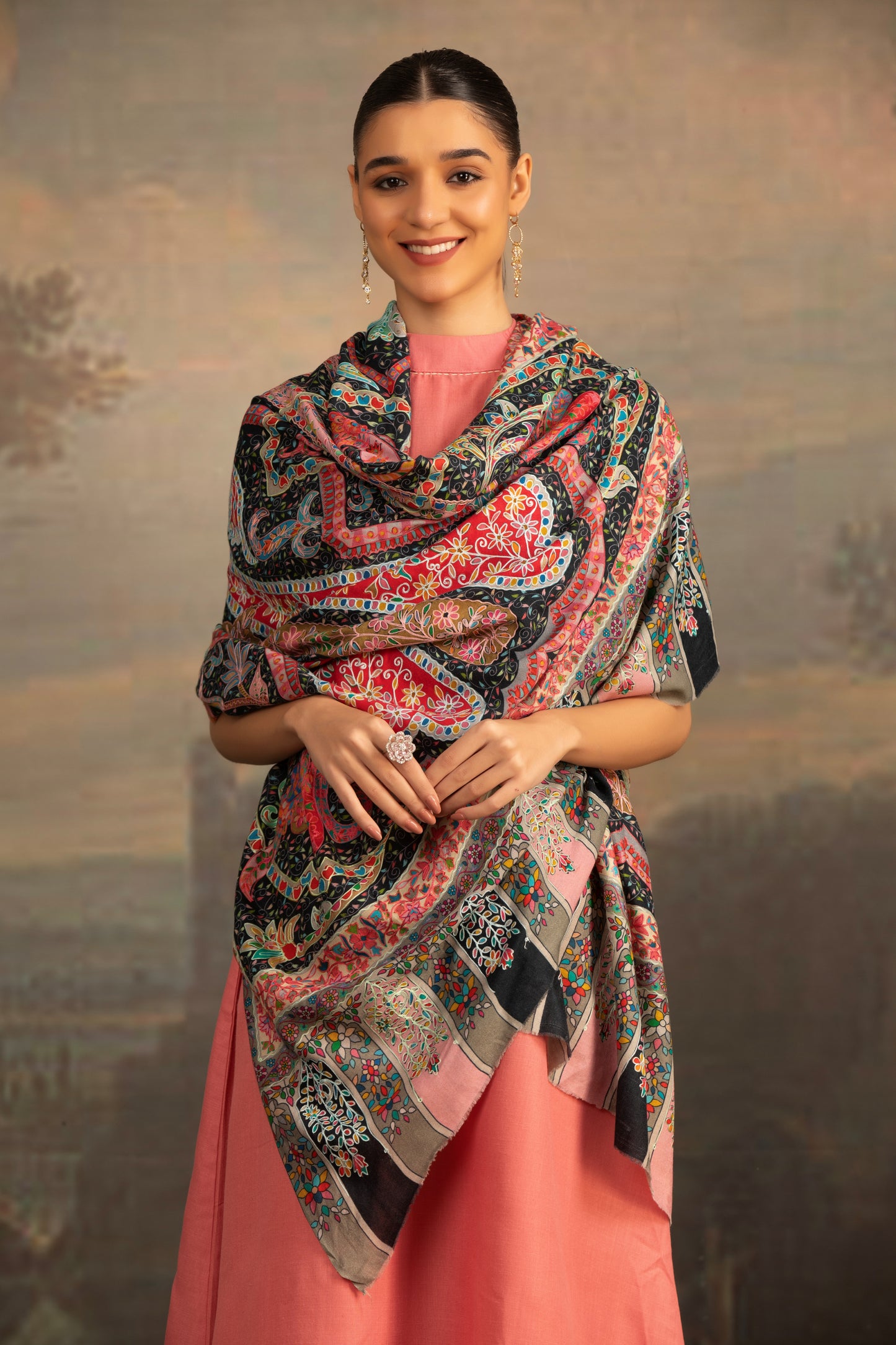 Kalamkari Woolen Shawl for Ladies