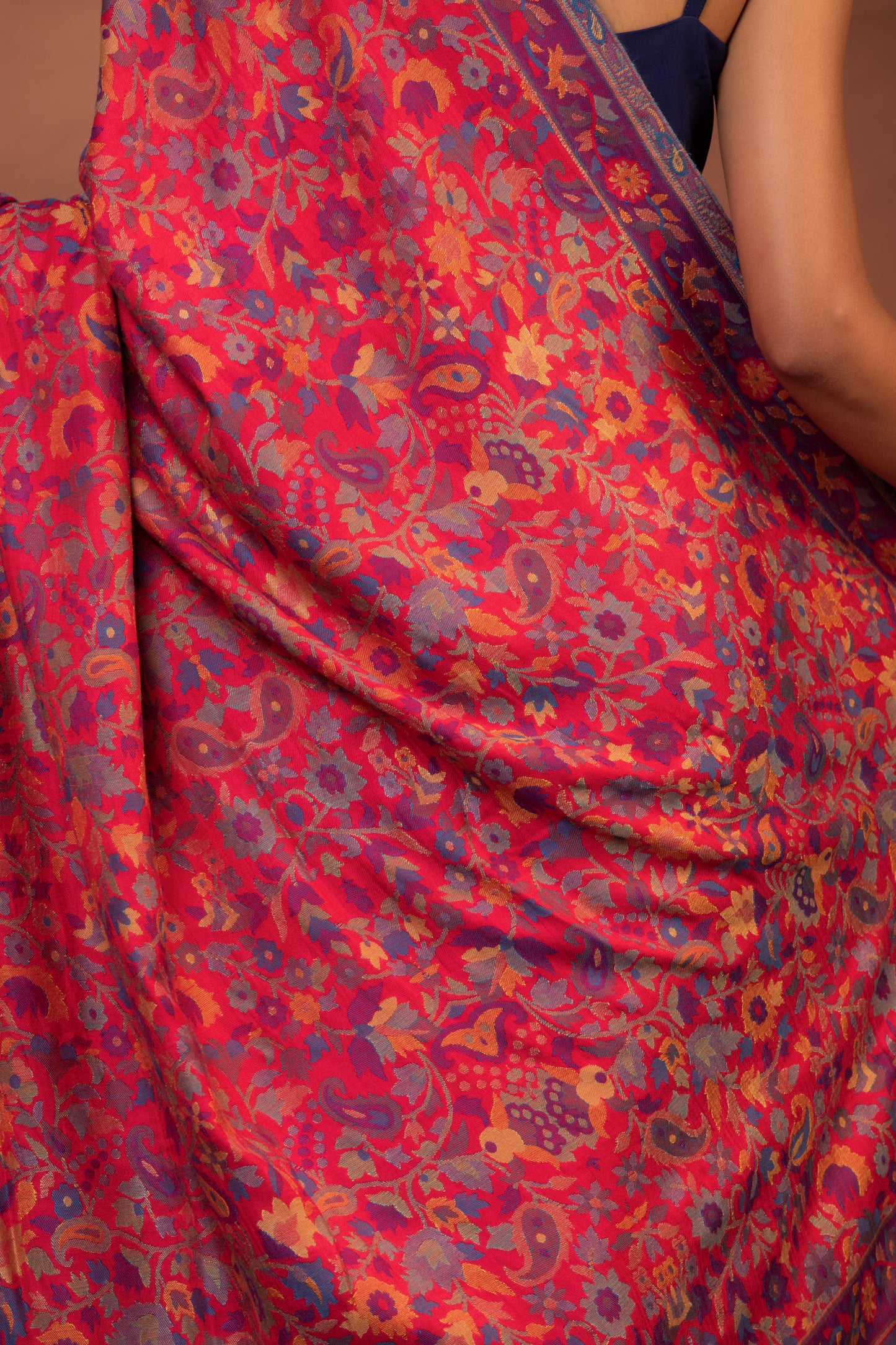 Kani weave shawl, Imperial Red stole, Kashmiri embroidery shawl, women's woollen stole, soft warm shawl