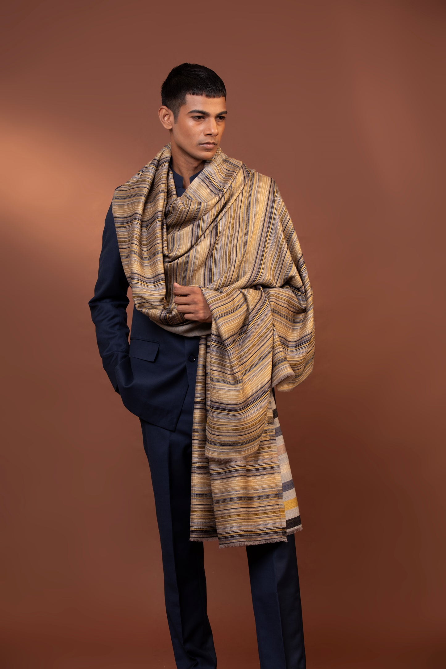 striped wool shawl, handloom wool stole, pure wool shawl, fine wool stole, woven design shawl