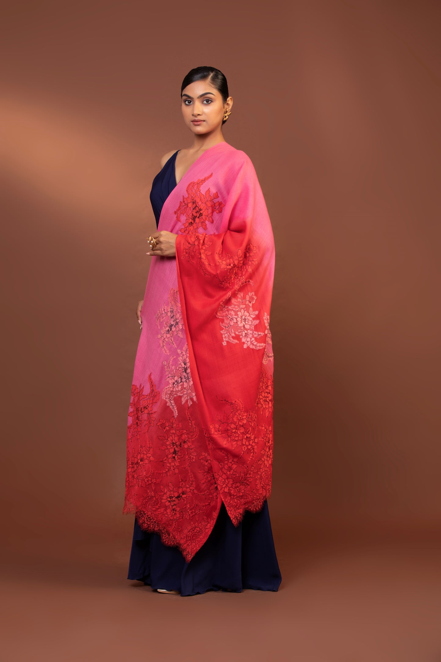 fine wool shawl, hand embroidered shawl, floral lace shawl, luxury women's shawl, elegant wool wrap