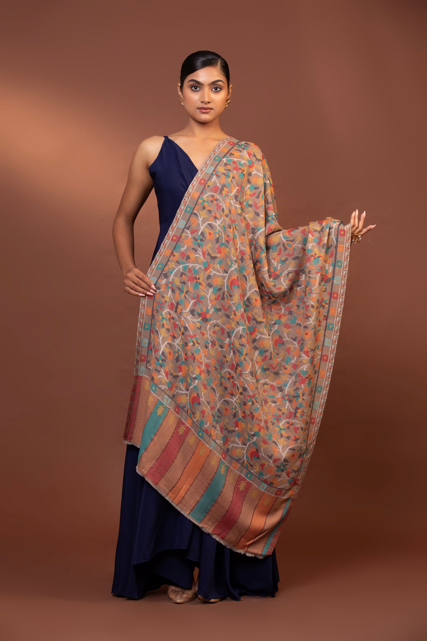 fine wool shawl, floral pattern wrap, women's shawl, elegant shawl, luxury wrap