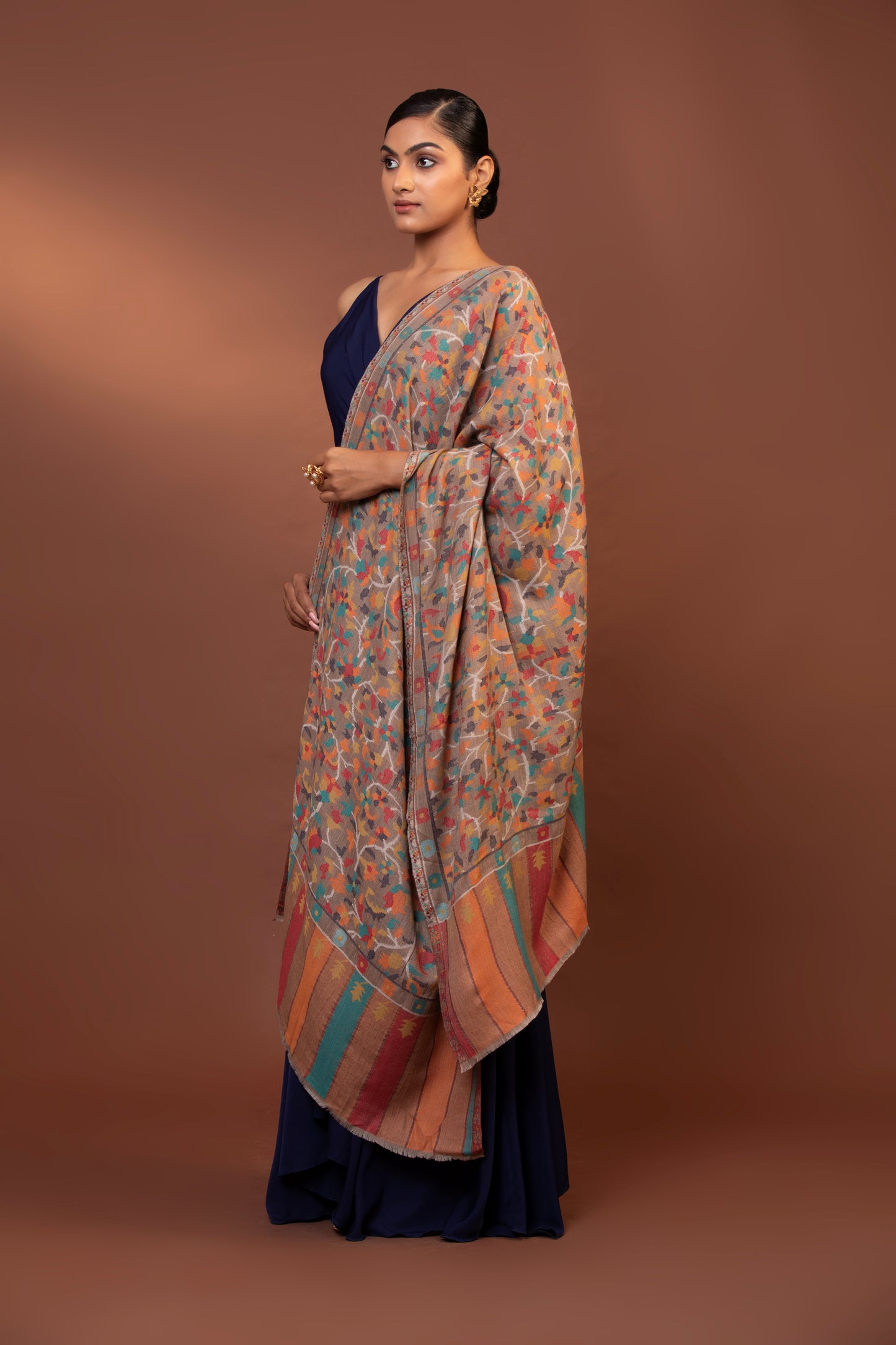 fine wool shawl, floral pattern wrap, women's shawl, elegant shawl, luxury wrap