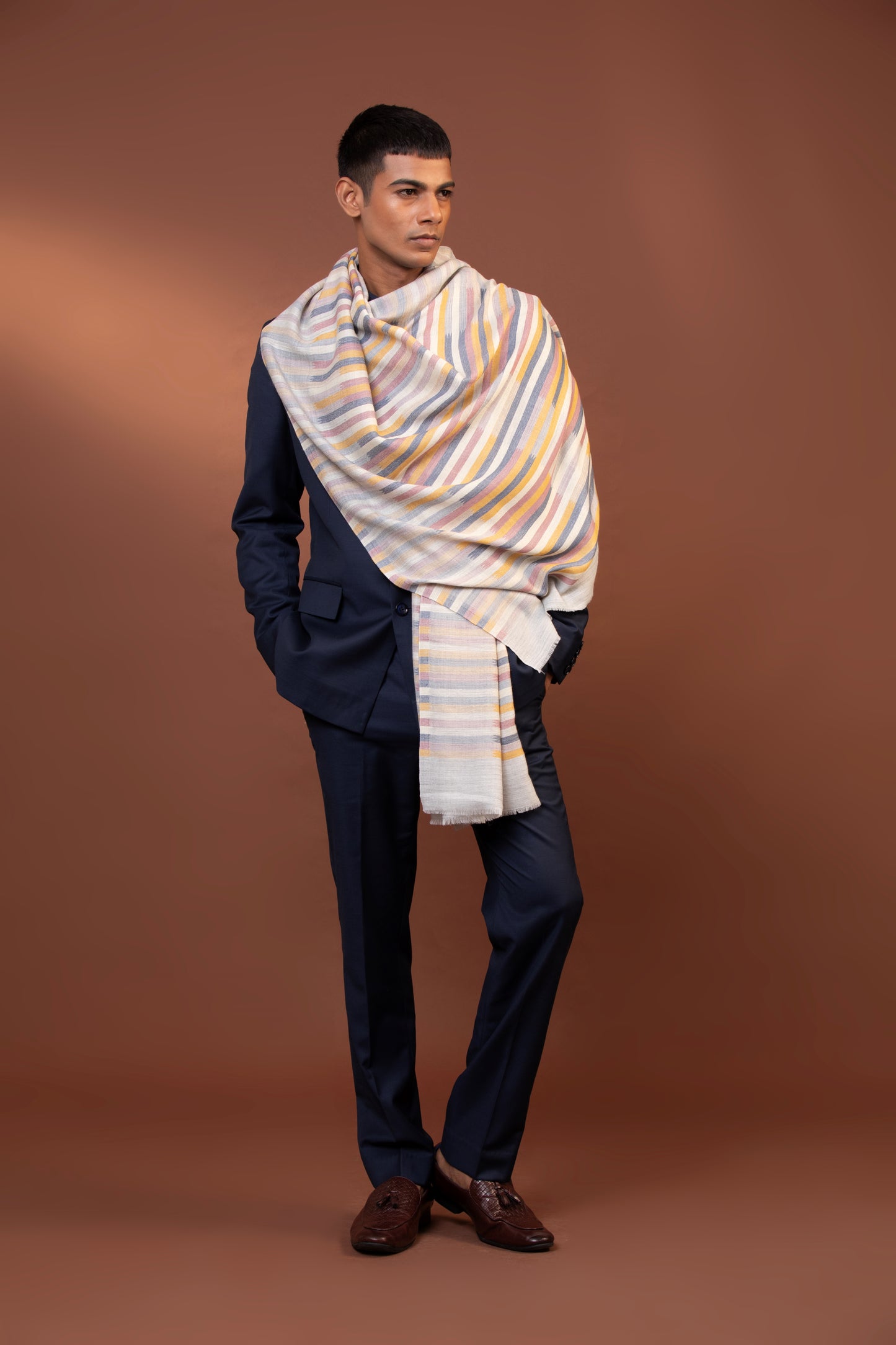 Multi Wool Hand Woven Shawl, pashmina shawl for men, mens pashmina, mens shawl, designer shawl, wool shawl for men