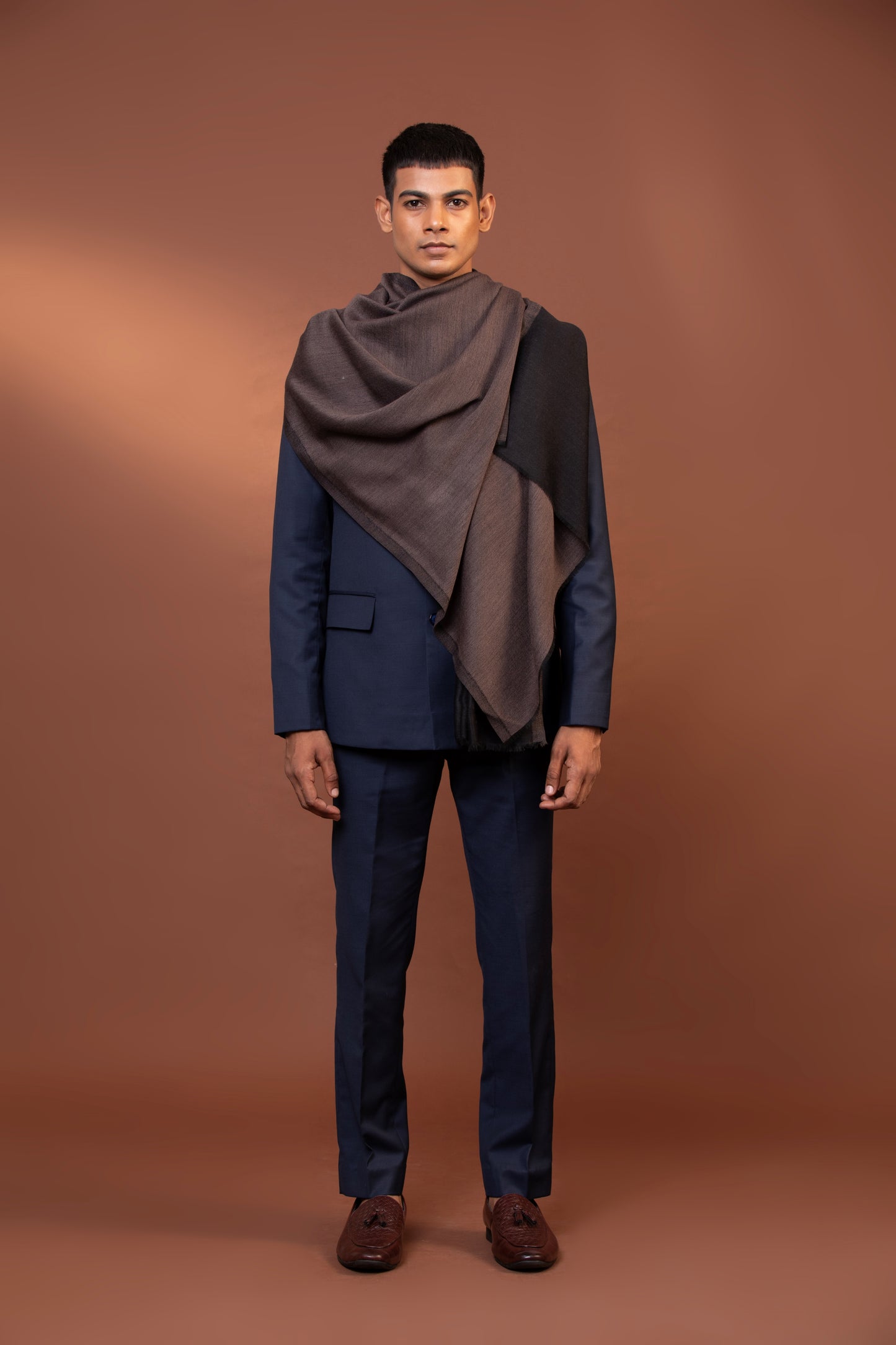 Ethnic woolen shawl, Brown Wool shawl, Woven Men Shawl