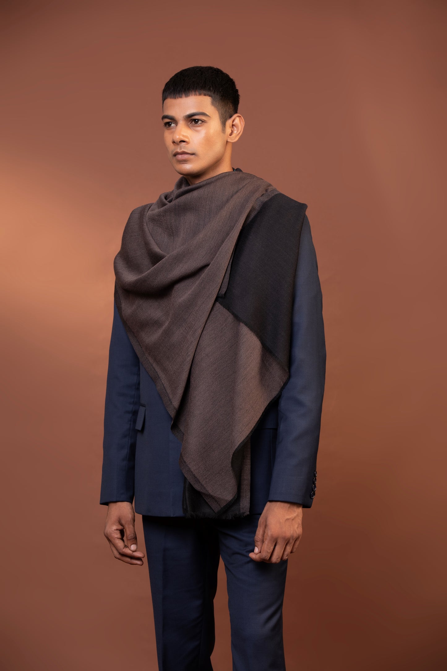 Ethnic woolen shawl, Brown Wool shawl, Woven Men Shawl