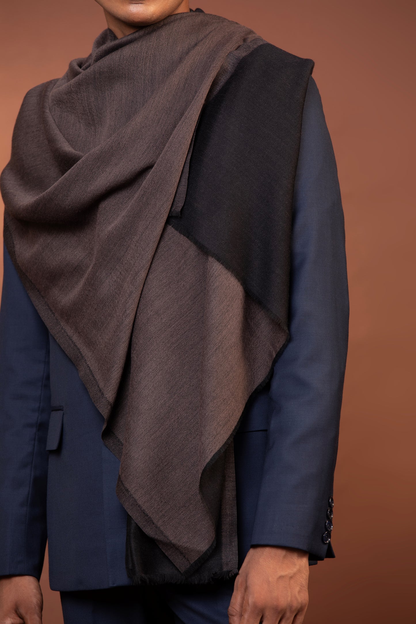 Ethnic woolen shawl, Brown Wool shawl, Woven Men Shawl