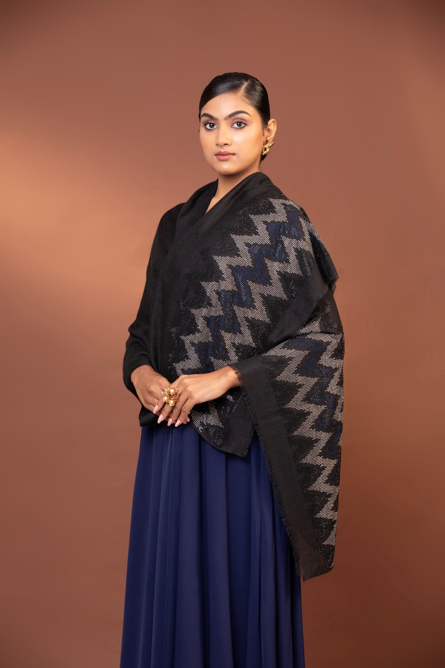 black shawl with crystals, Swarovski crystal border shawl, women's elegant shawl, luxury black shawl, formal accessory shawl, women shawl