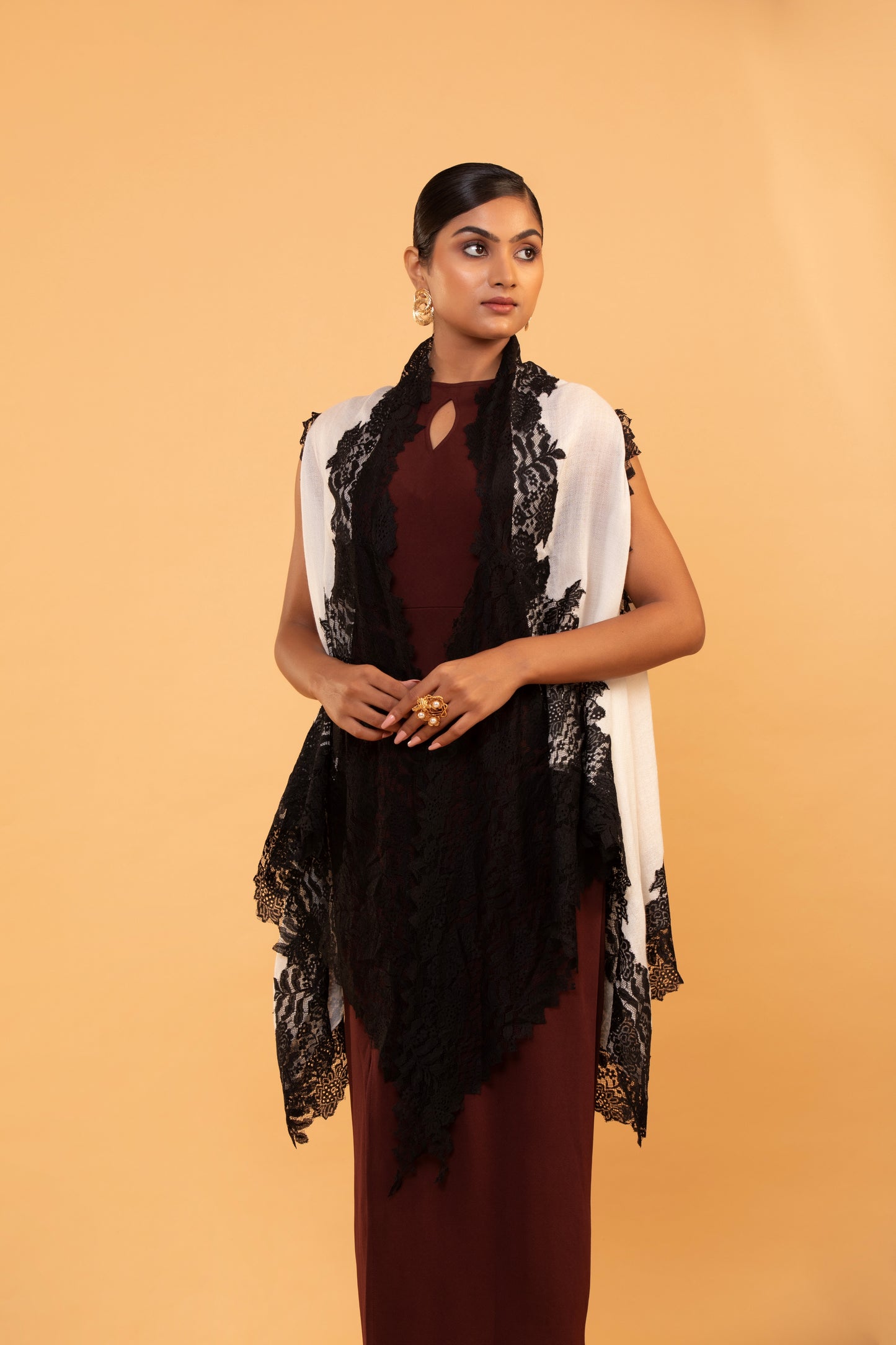 Black lace shawl, evening wrap, women's fashion shawl, elegant shawl, formal shawl.