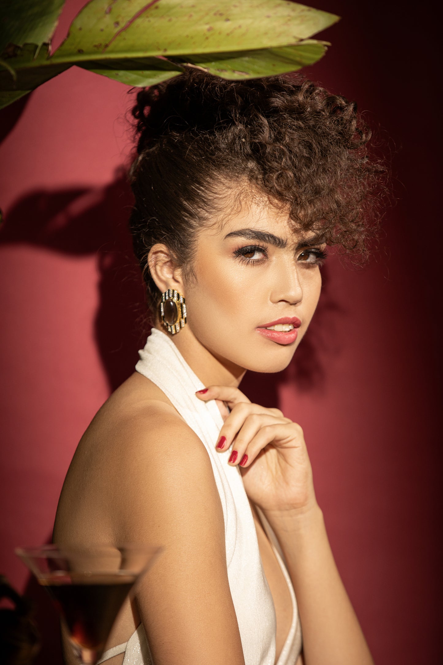 Statement Piece Earrings: Make a bold fashion statement with these unique black stone earrings.