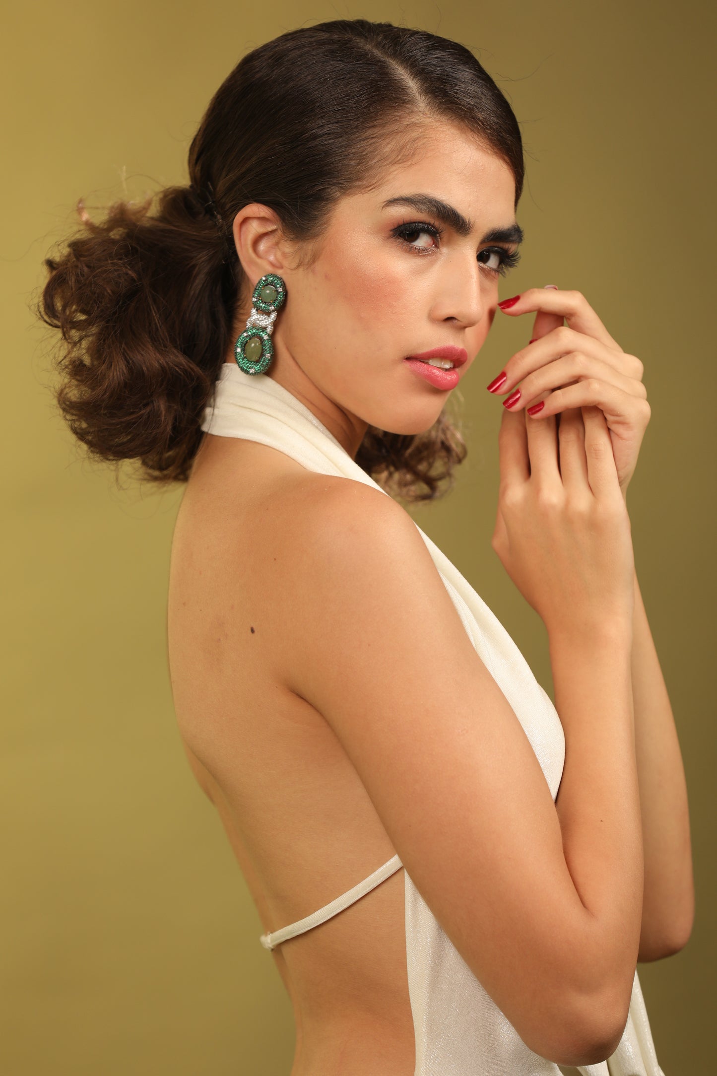Modarta dangler earrings styled with traditional outfit