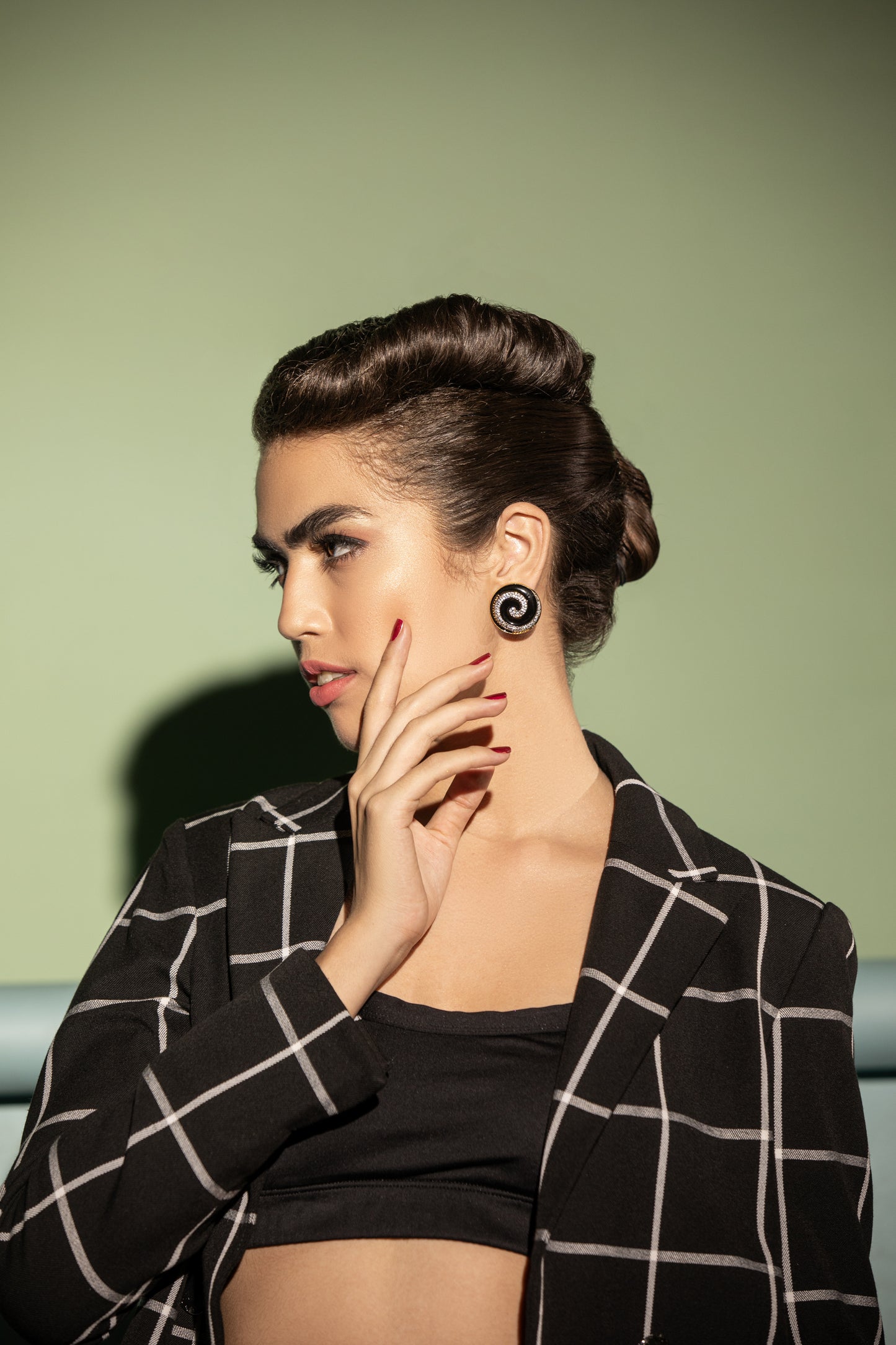 Bold Black Spiral Circle Earrings: Make a statement with these versatile earrings for women."