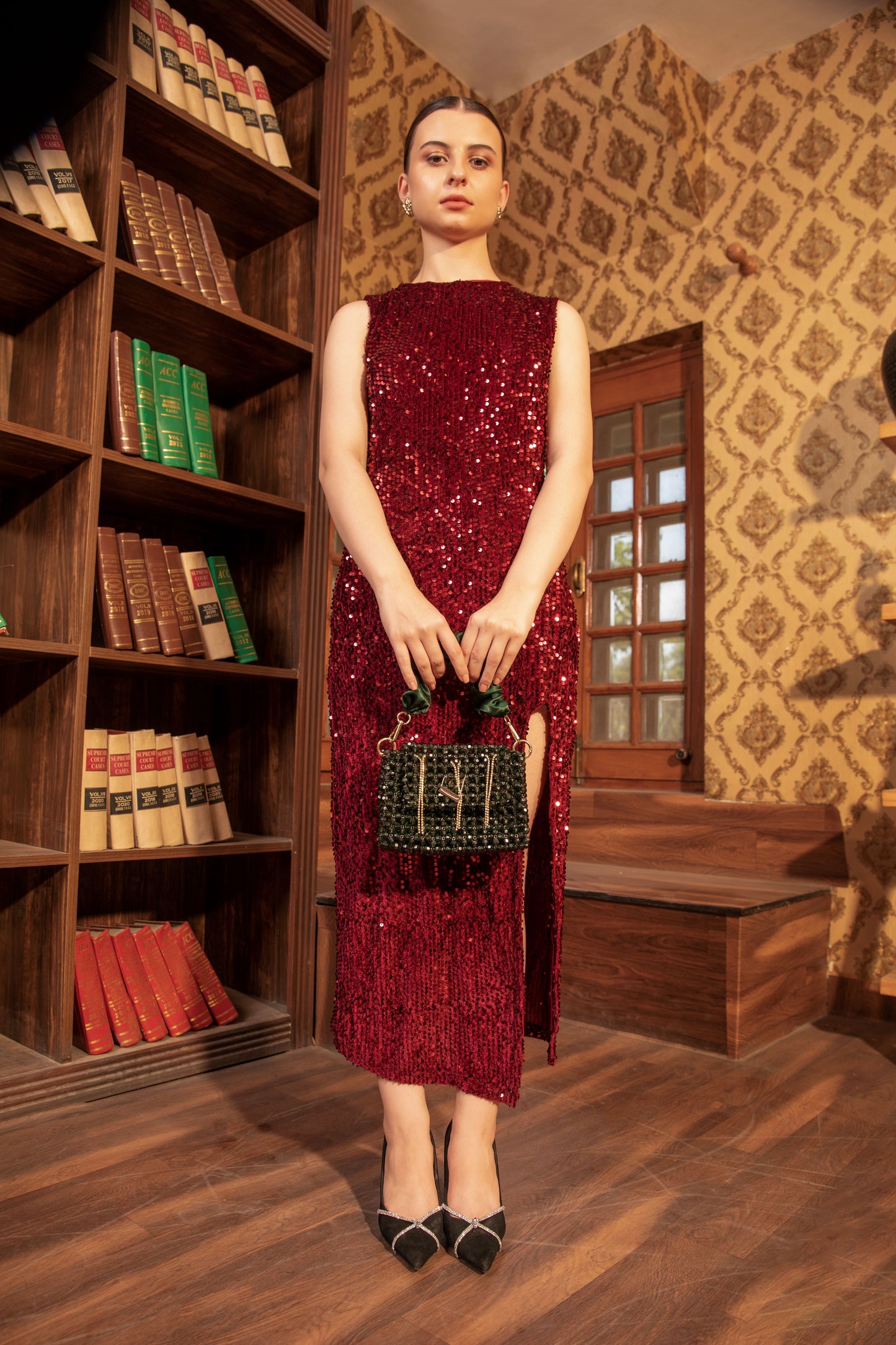 Green Luxury Crystal Bag - Hand-beaded Tassel Party Clutch