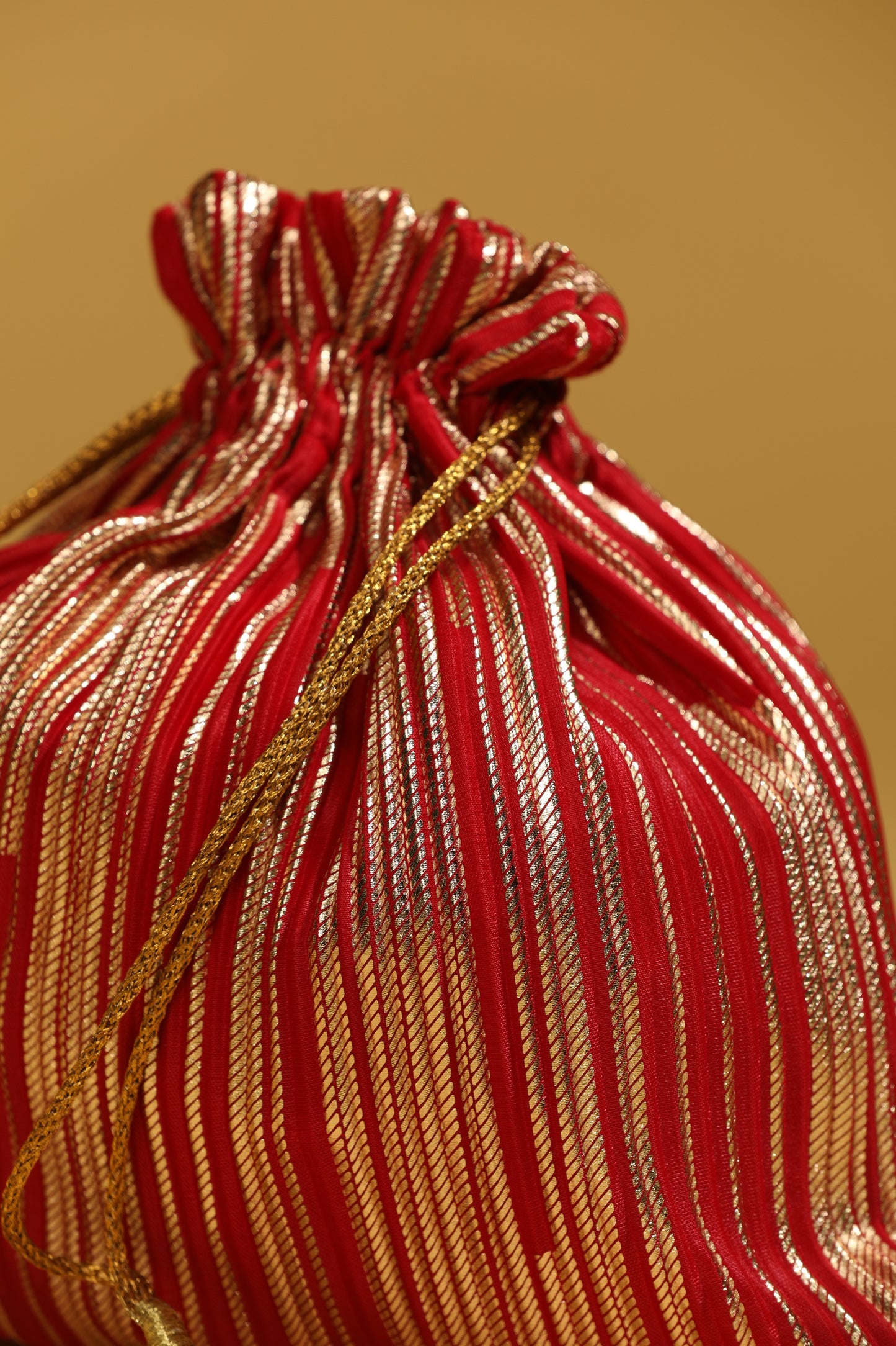 red bead work potli bag, sequin potli bag, long tassel potli, red ethnic bag, glorious tower red potli bag