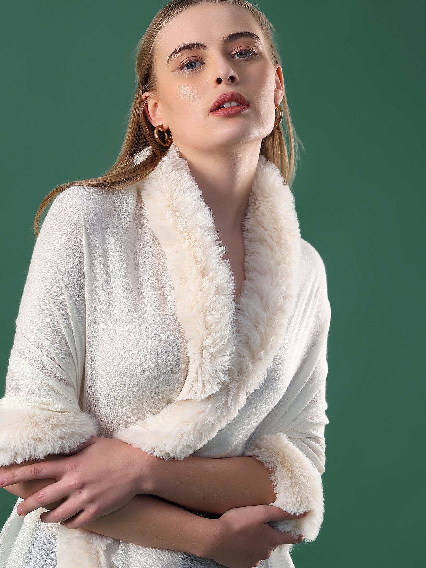 white fur shawl