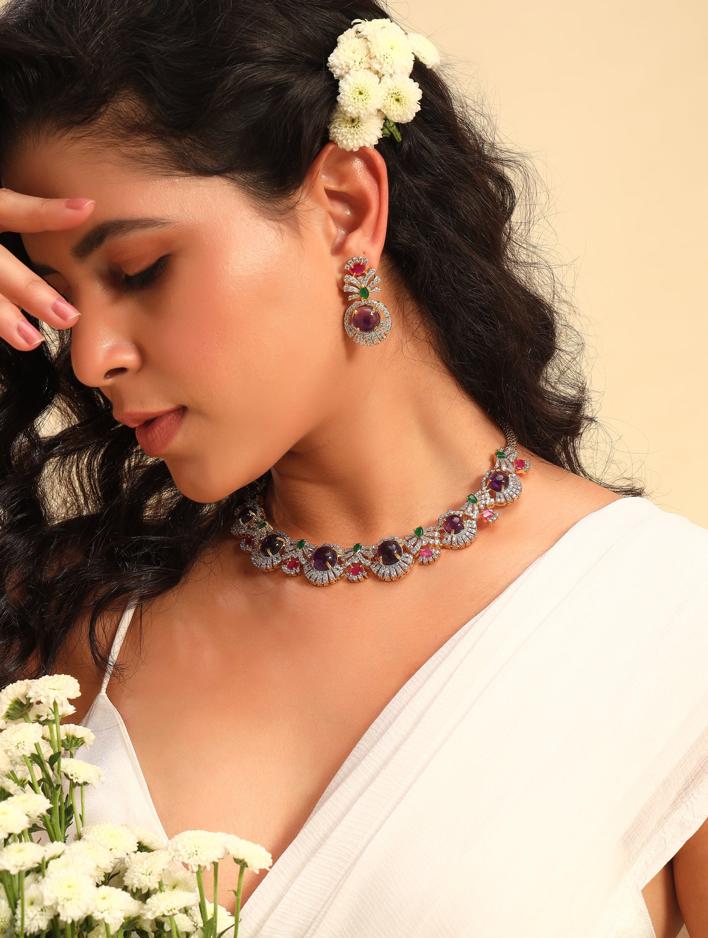 gemstone necklace, diamond necklace for women, sapphire necklace, amethyst necklace