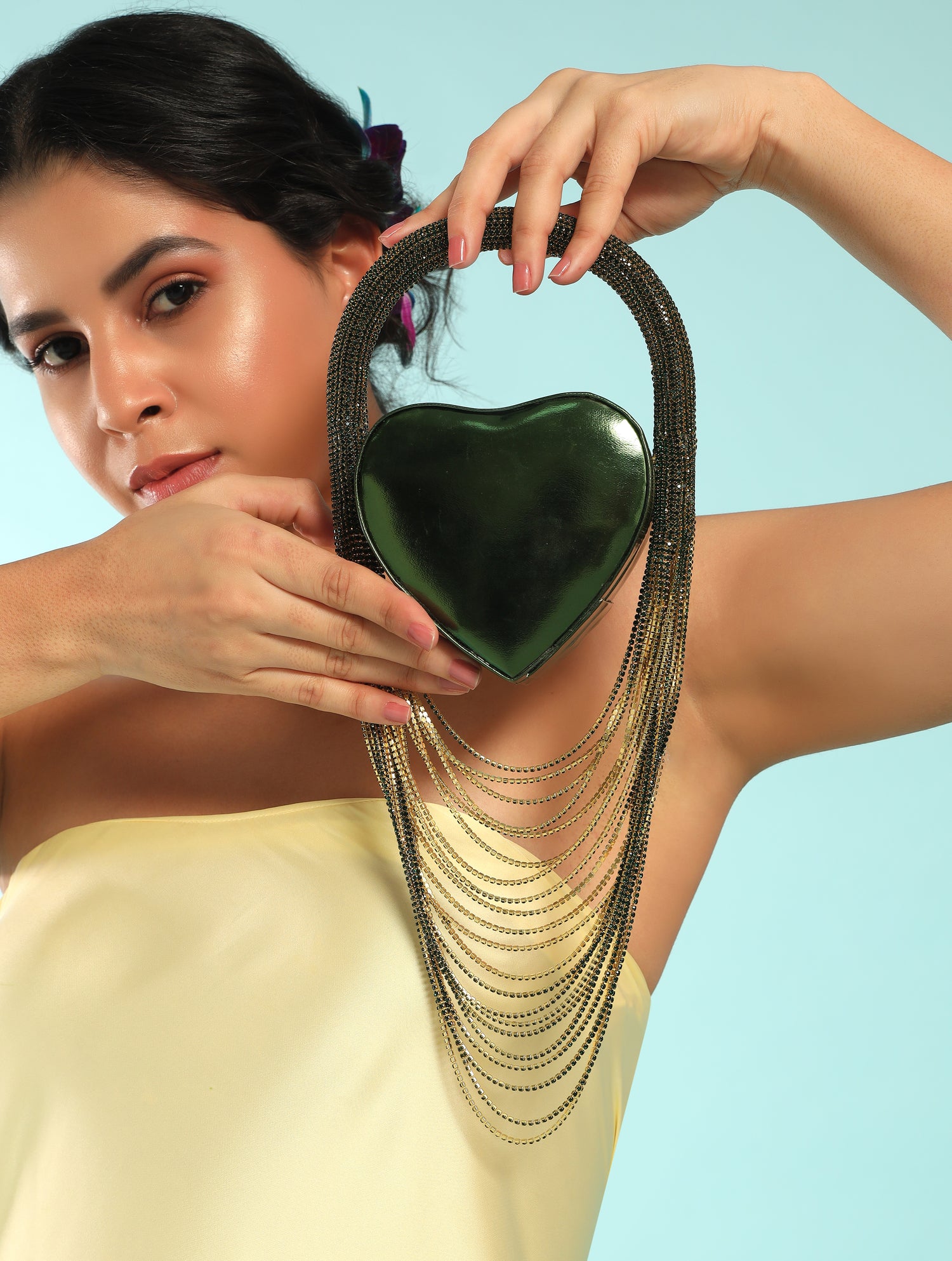 heart shaped bag, heart purse, heart clutch, heart bag, green clutch