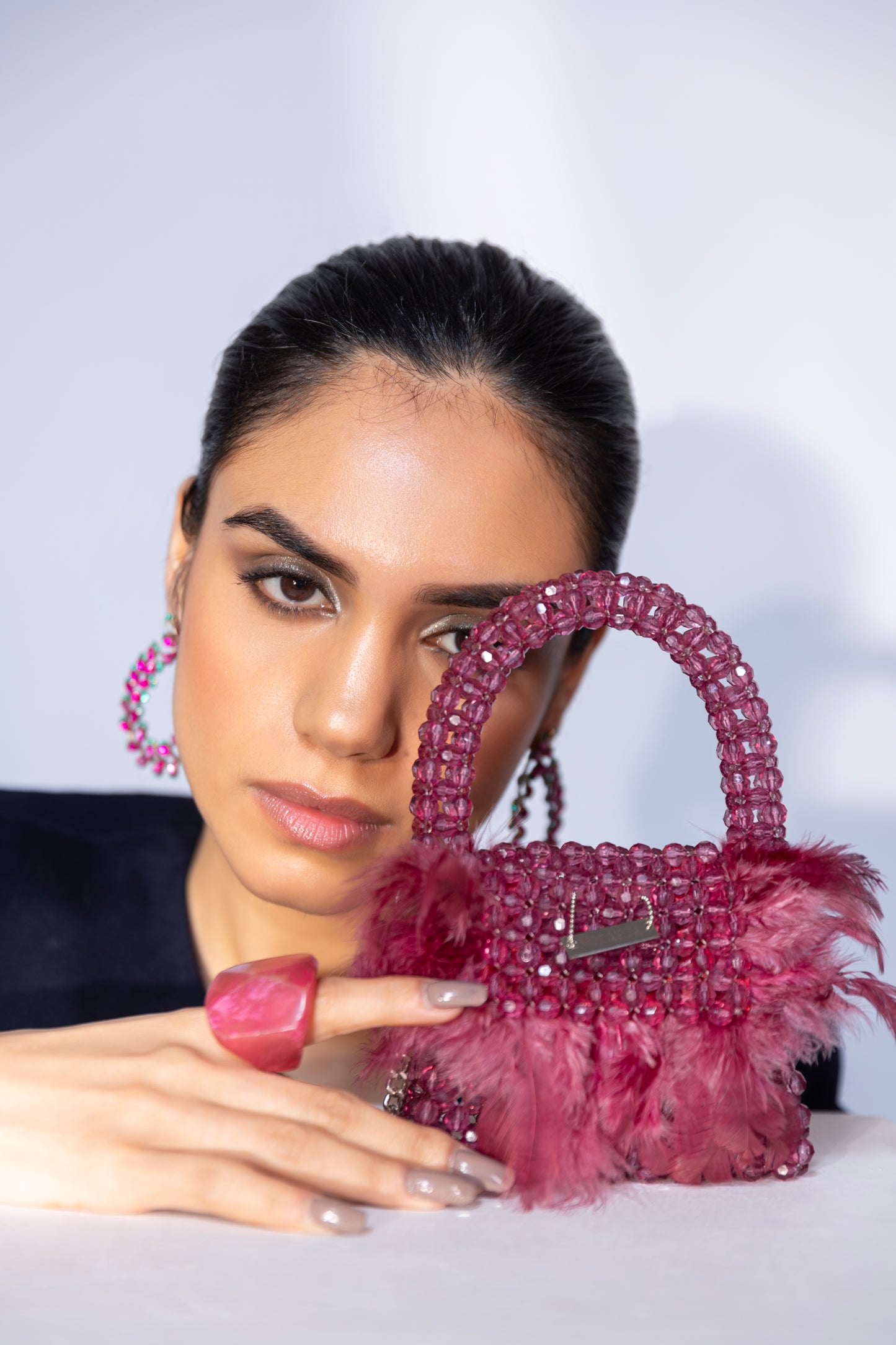 party wear purse, pink purse, party wear handbags