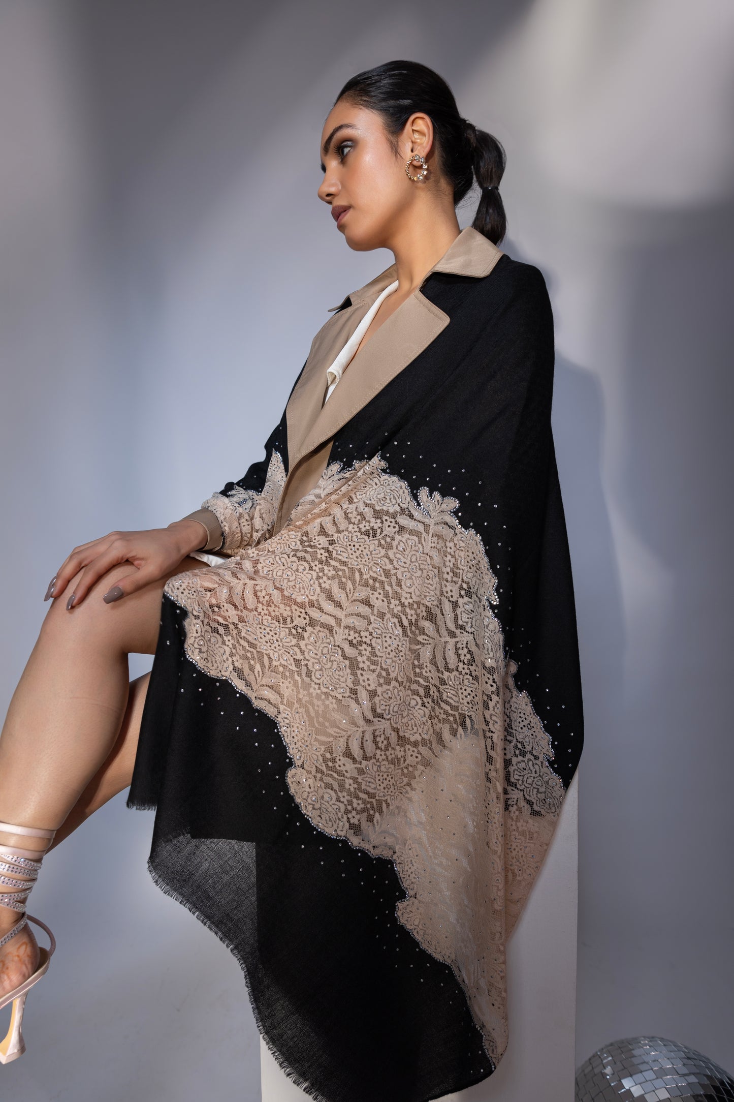 shawl for wedding party, black shawl for ladies