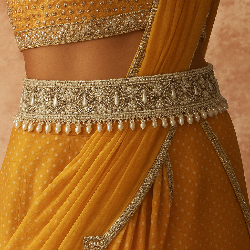 waist belt for sarees, pearl waist belt, bridal belts online