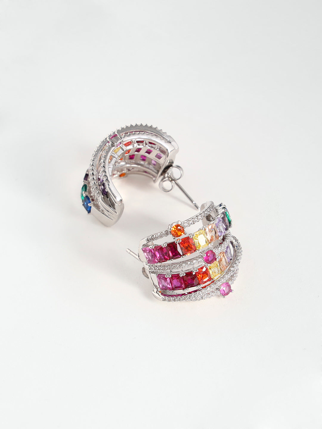 Gem Cluster Earrings – Statement Sparkle with Elegant Mixed Stones