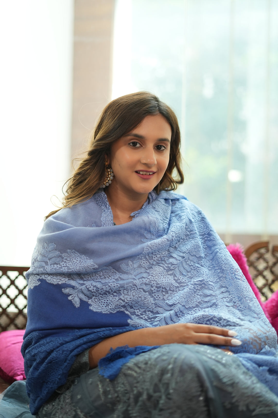 Blue Shawl, Ombre Shawl, Wedding Shawls, Wedding gifts – modarta