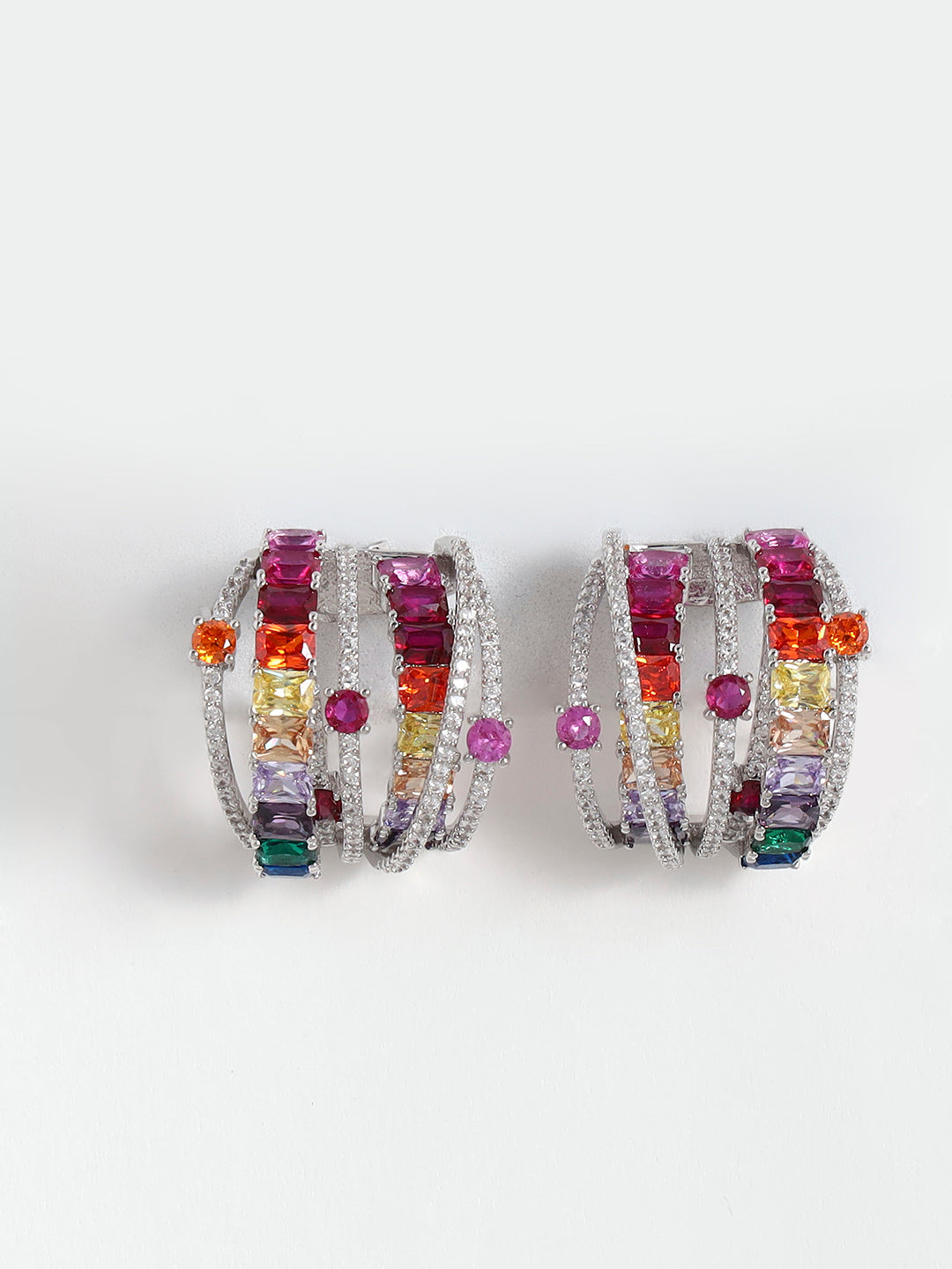 Gem Cluster Earrings – Statement Sparkle with Elegant Mixed Stones