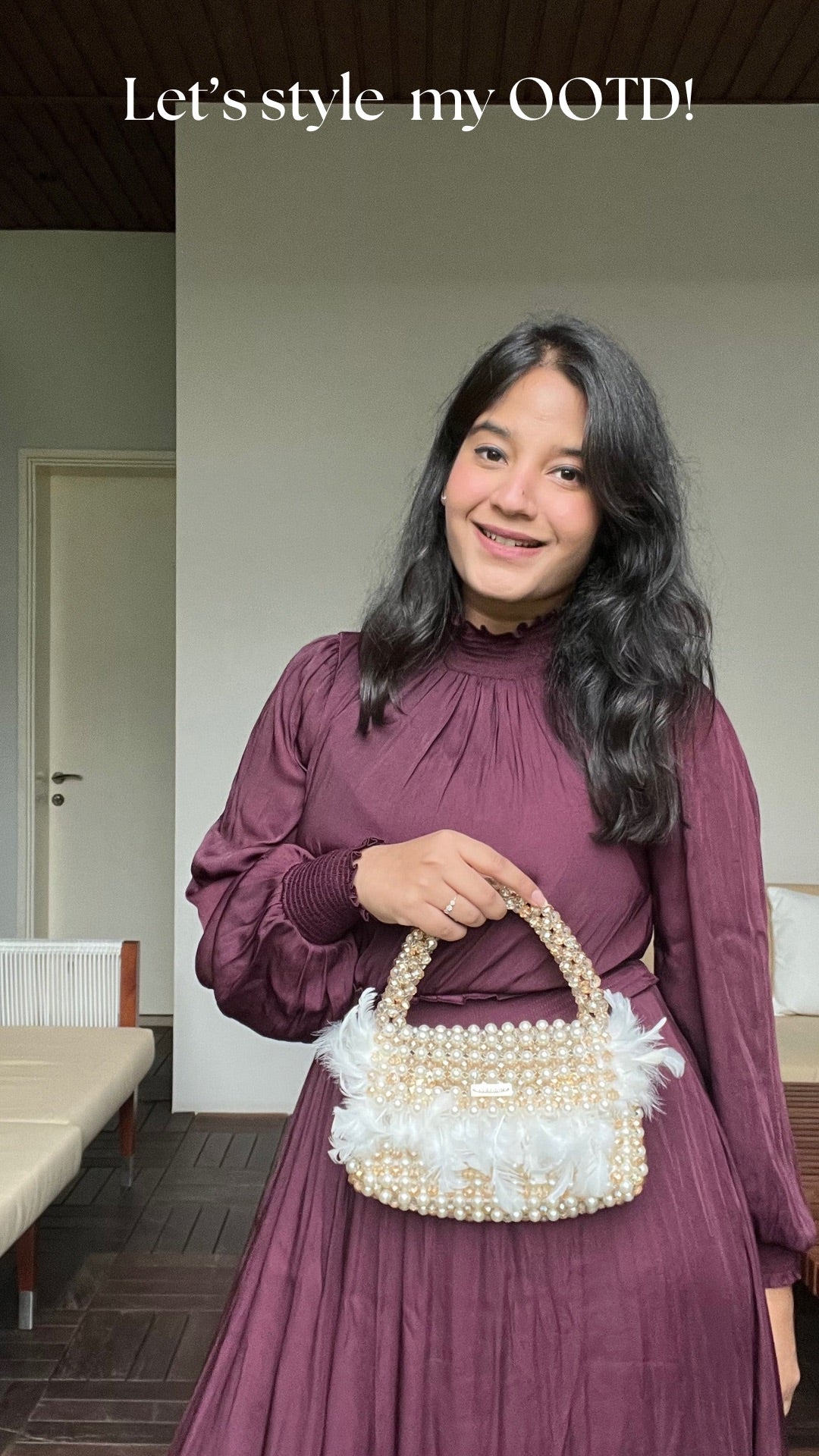 Nandini Khandelwal in Modarta Feather Bag