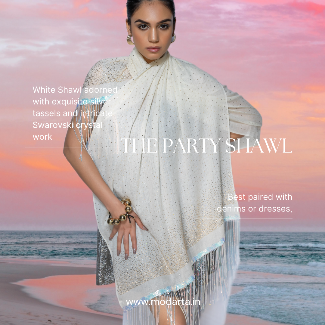 White shawl for party dress and gown