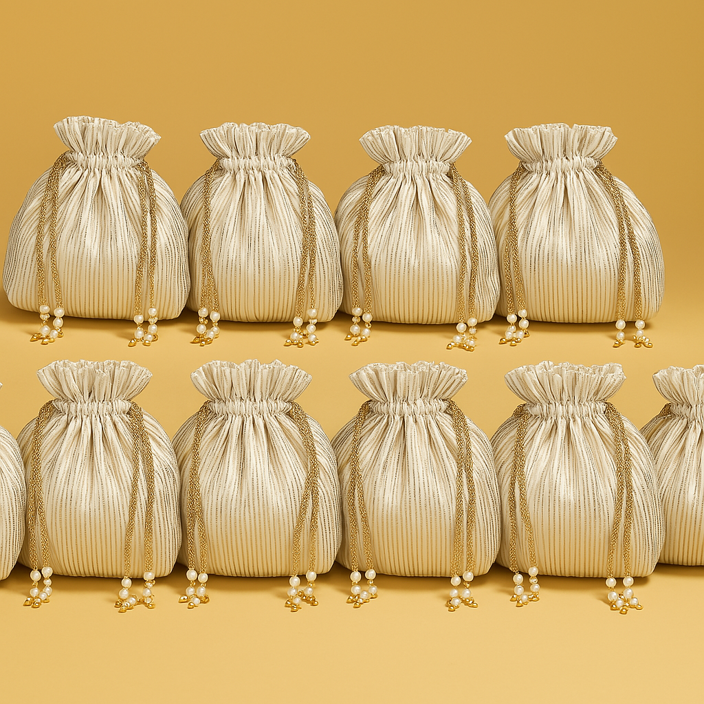 Set of 10 colourful potli bags for weddings