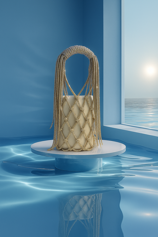 Silver Crystals Handbag – Network Beaded Evening Party Clutch