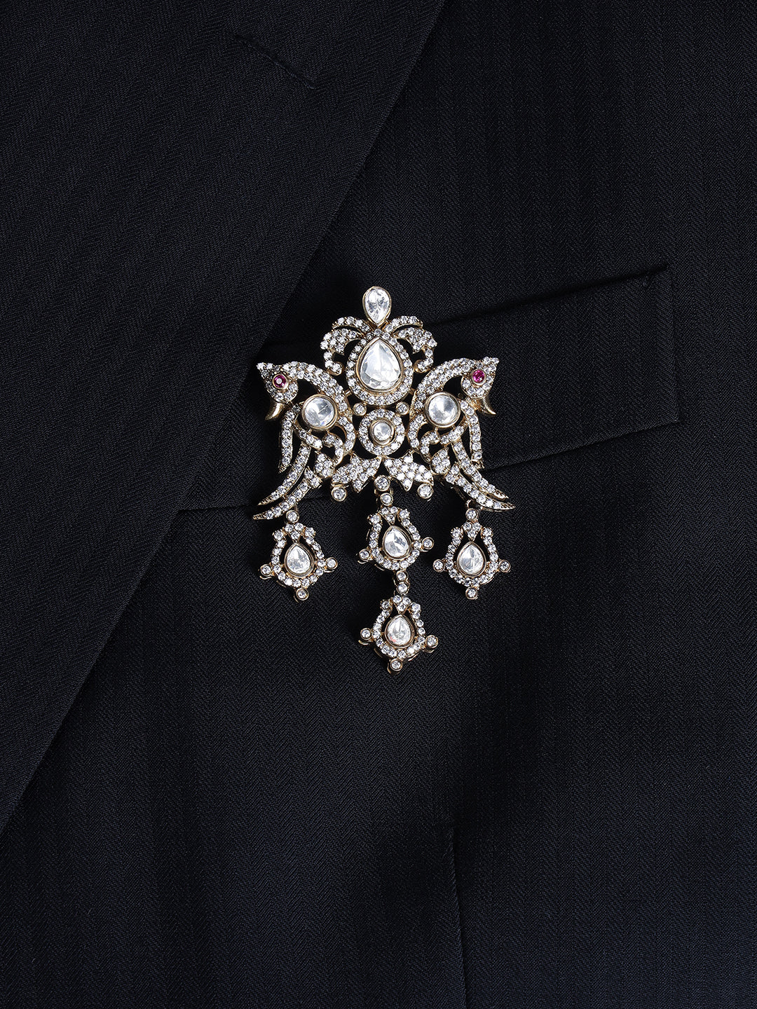 Chandelier Crystal Pendant Brooch for Men's Grand Wedding Occasions