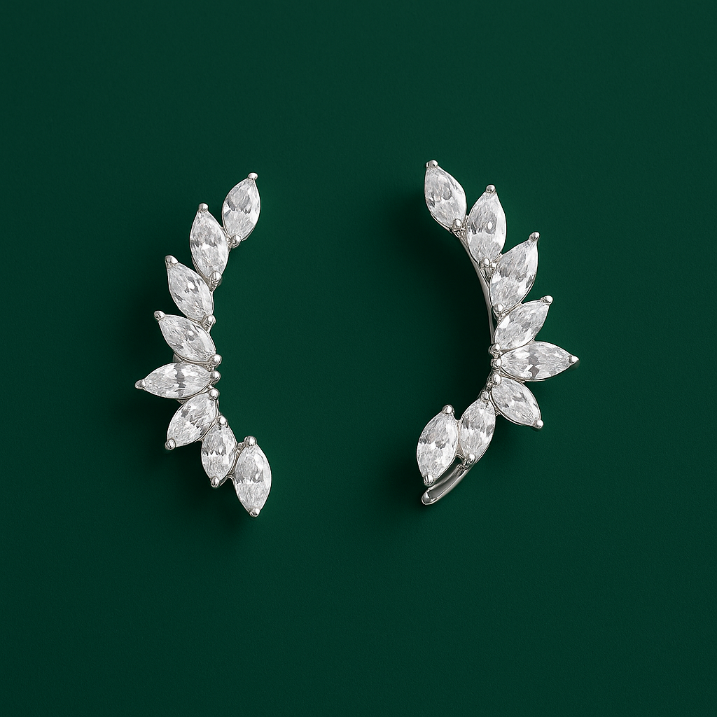 Solid Shine Hug Earrings – Single Piercing Climber Illusion Style