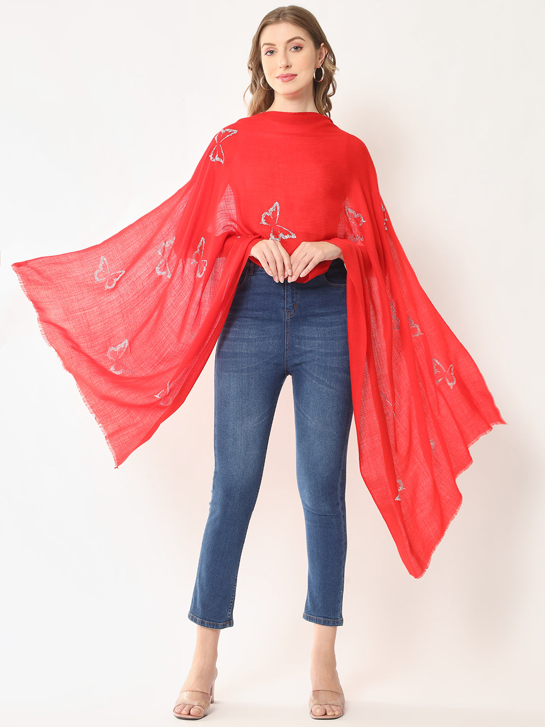 womens red shawl