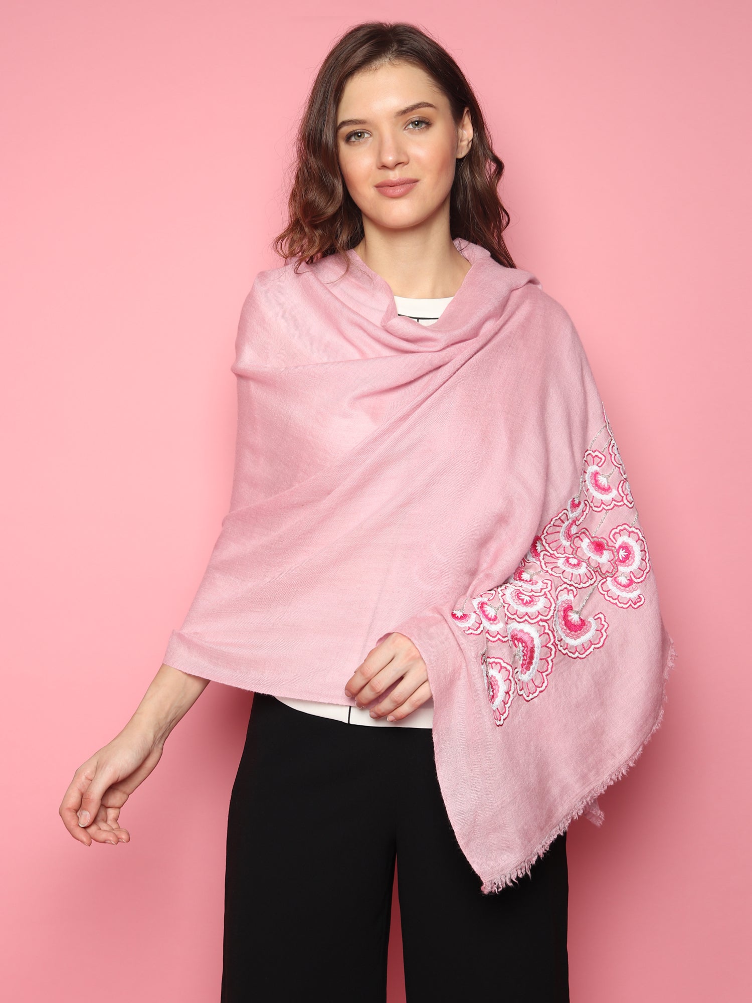Cape Ladies Shawl Online Pink Shawl, Pashmina Shawls Online