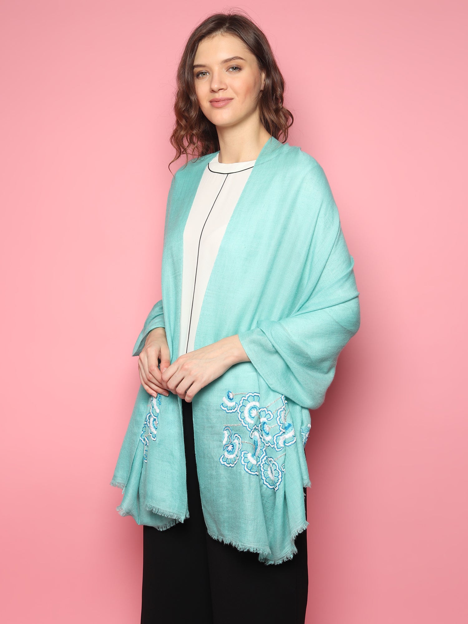 Turquoise Blue Shawl, Pure Pashmina Shawl 100% Pashmina Kashmiri  Shawls Online