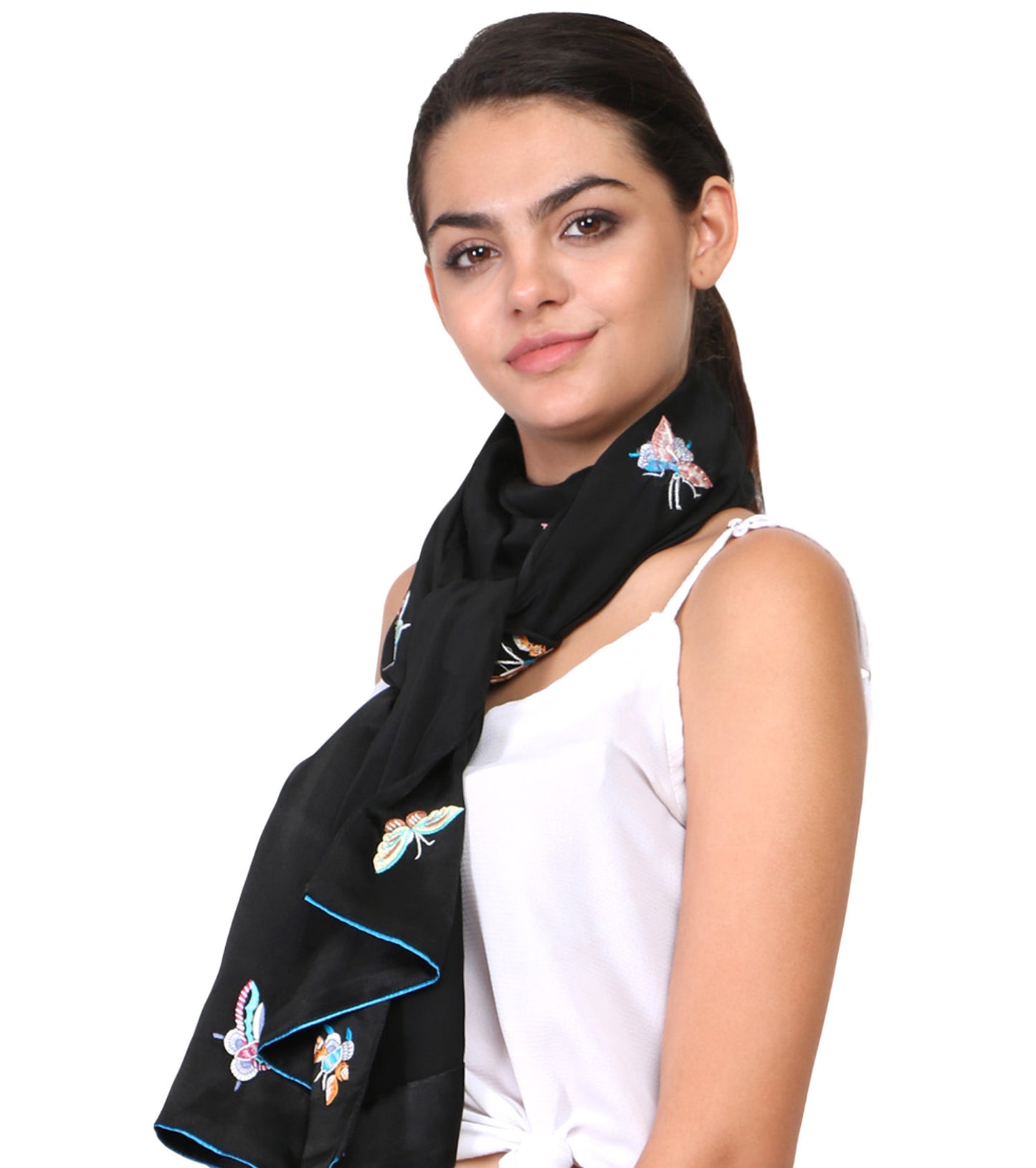 Parsi gara work on satin stole , all hand embroidered