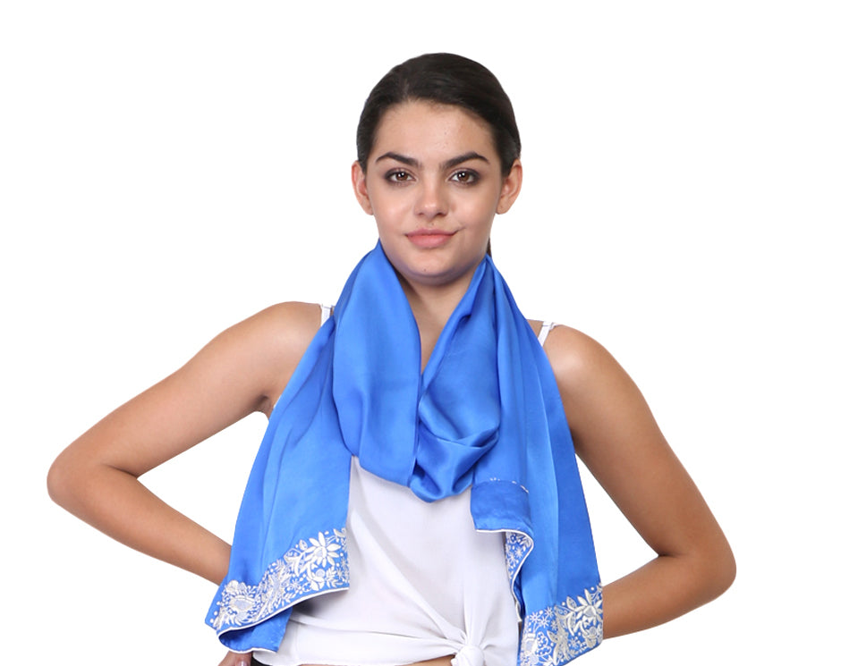 authentic parsi embroidery on silk stole parsi gara border