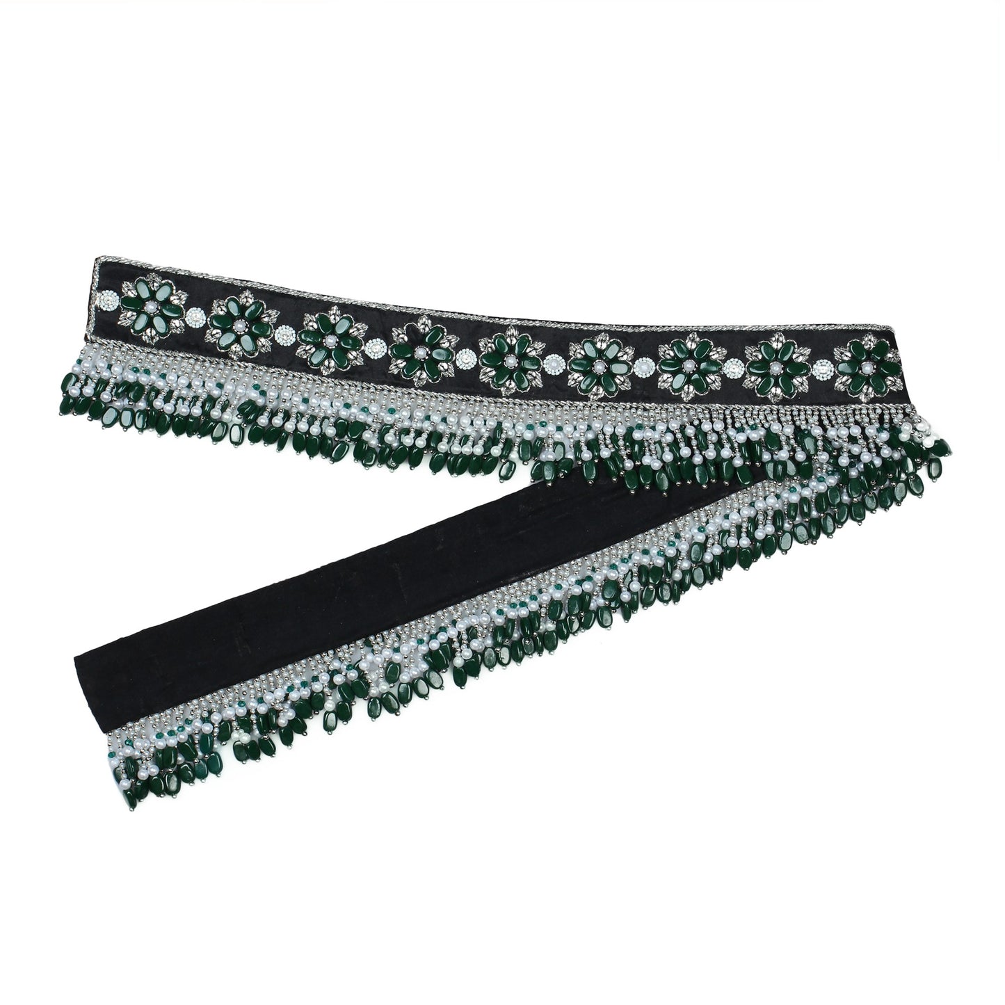 Emerald Saree Waist Belt , Hand Embroidered & handcrafted