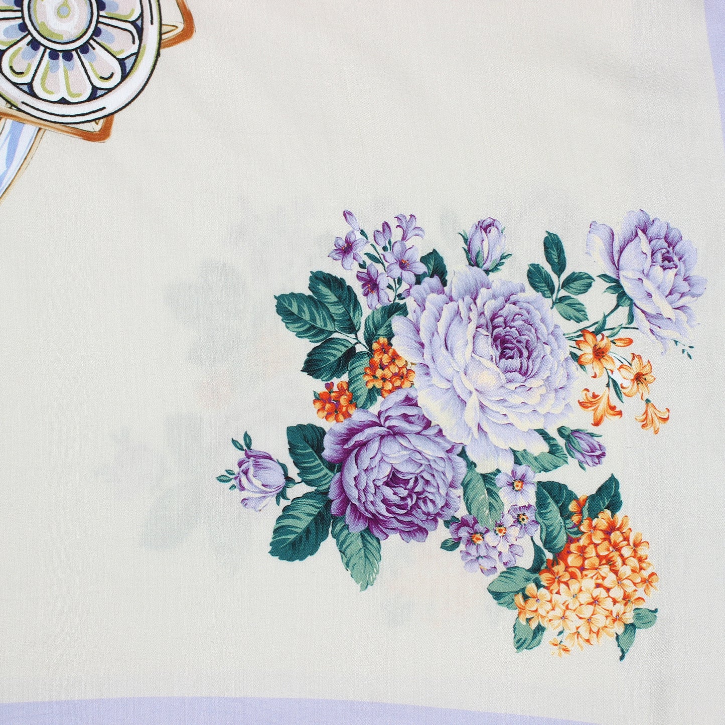 Purple White Floral Scarf