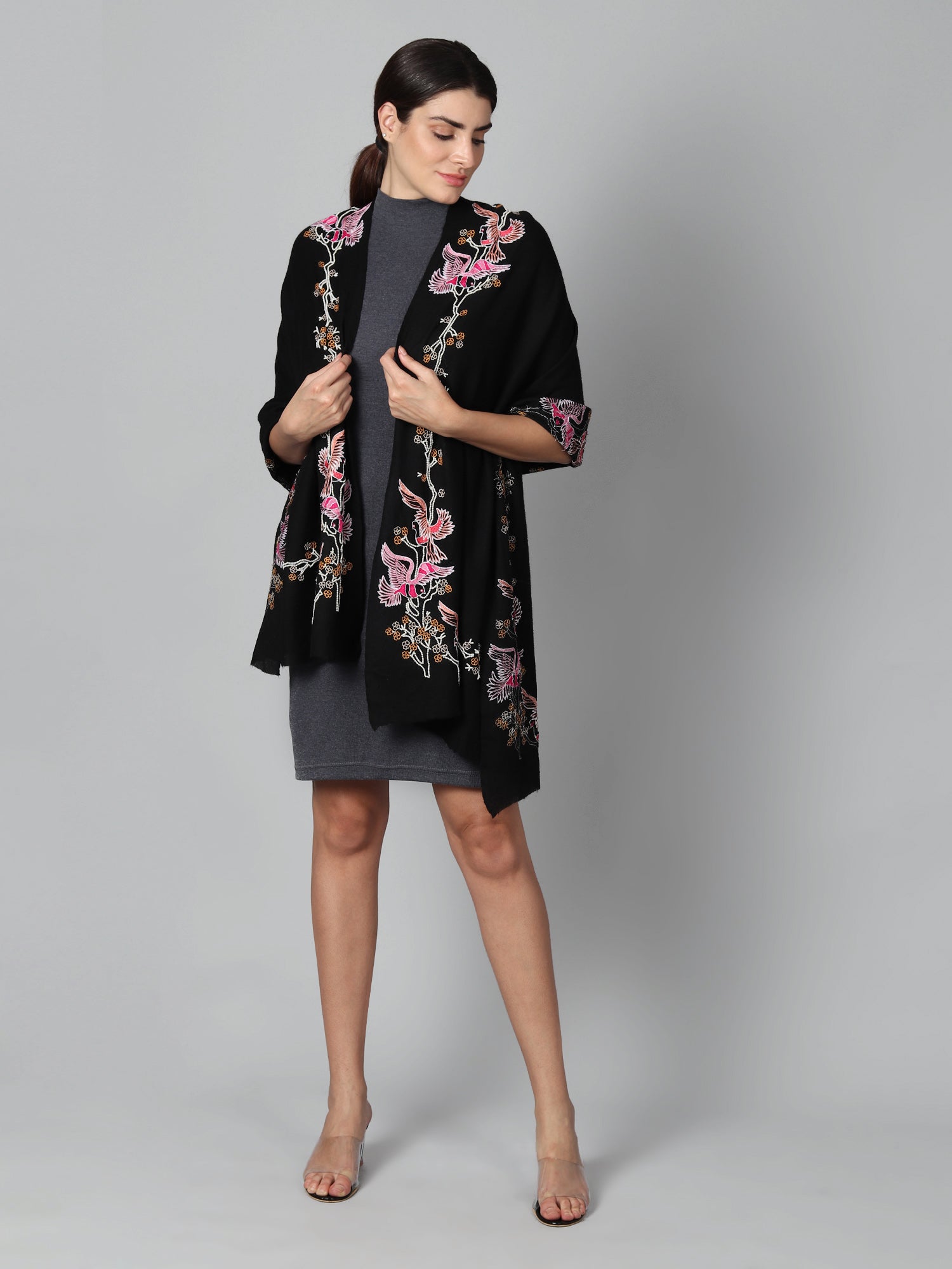 Kashmiri Embroidery Shawls Black Shawl Formal – modarta