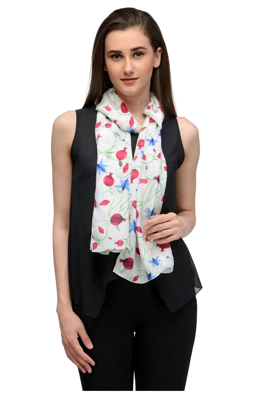 Black Floral Scarf For Women